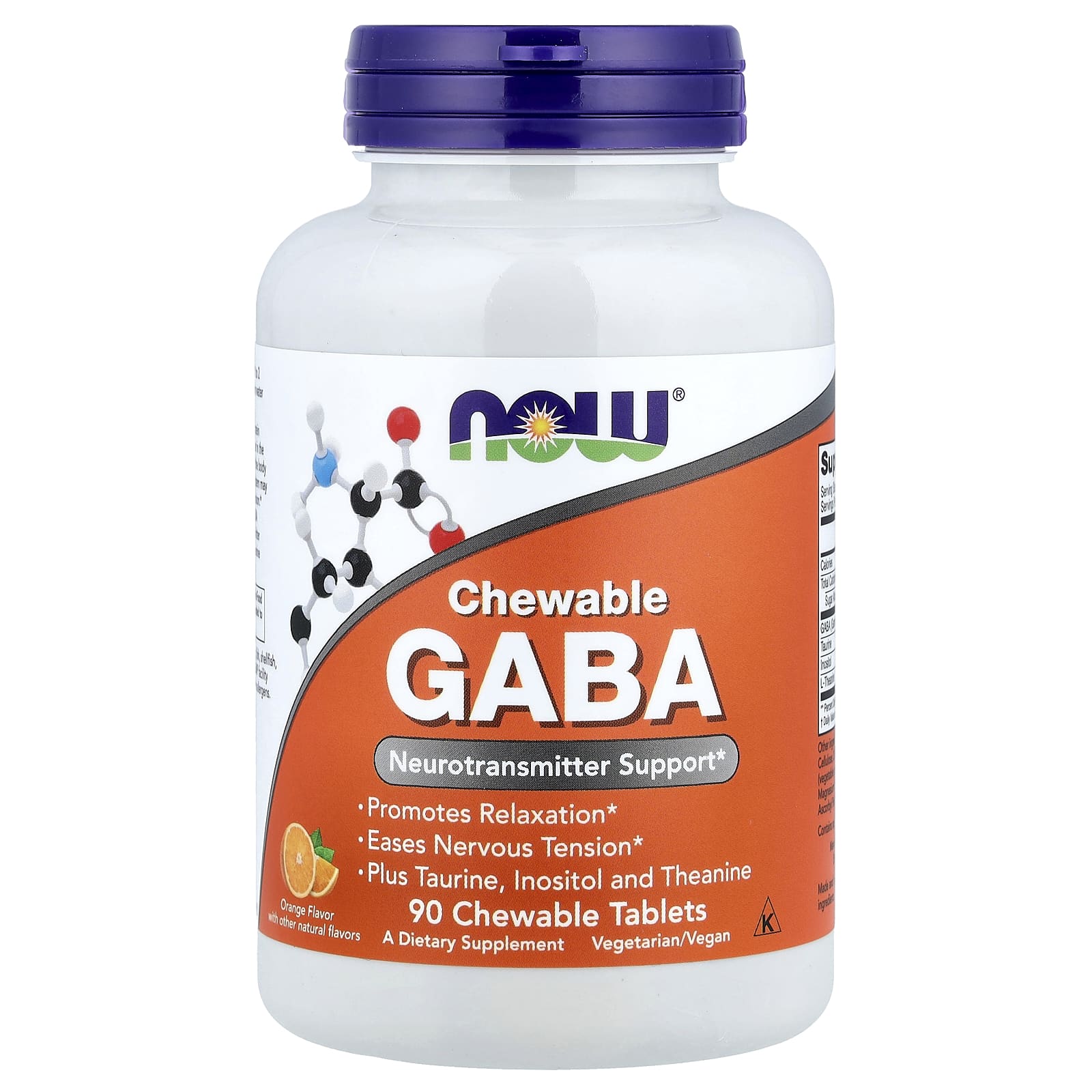 NOW Foods Chewable GABA, 90 Chewable Tablets – Orange — Tunisie