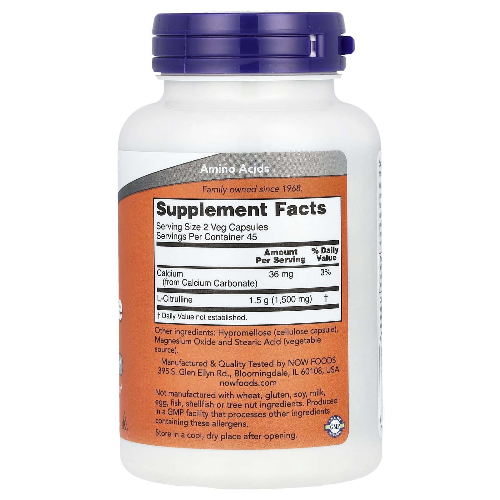 NOW Foods L-Citrulline – 90 gélules végétales — photo 2 sur 2