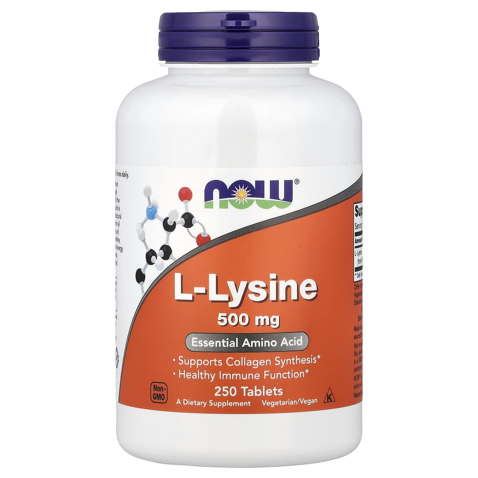 NOW Foods L-Lysine – 500 mg – 250 comprimés — Tunisie