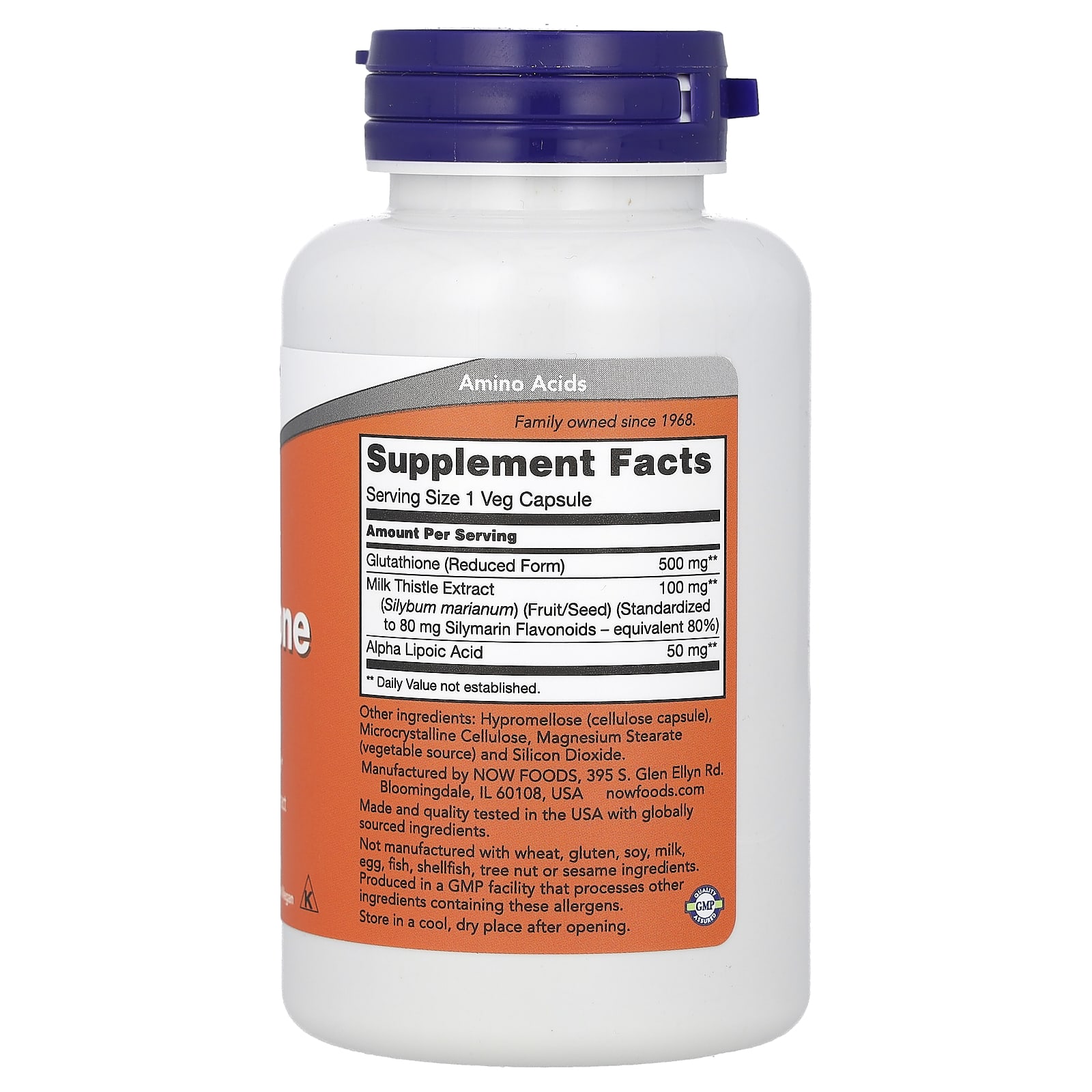 NOW Foods Glutathione With Milk Thistle Extract & Alpha Lipoic Acid – 60 gélules végétales — photo 2 sur 2