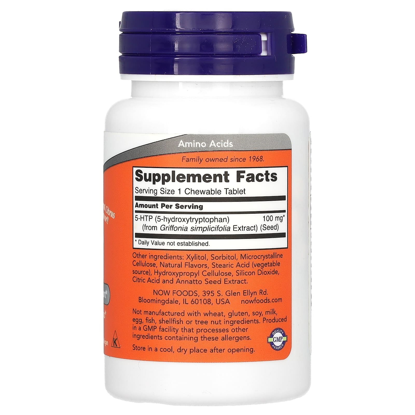 NOW Foods 5-HTP – Natural Citrus – 100 mg — photo 2 sur 2