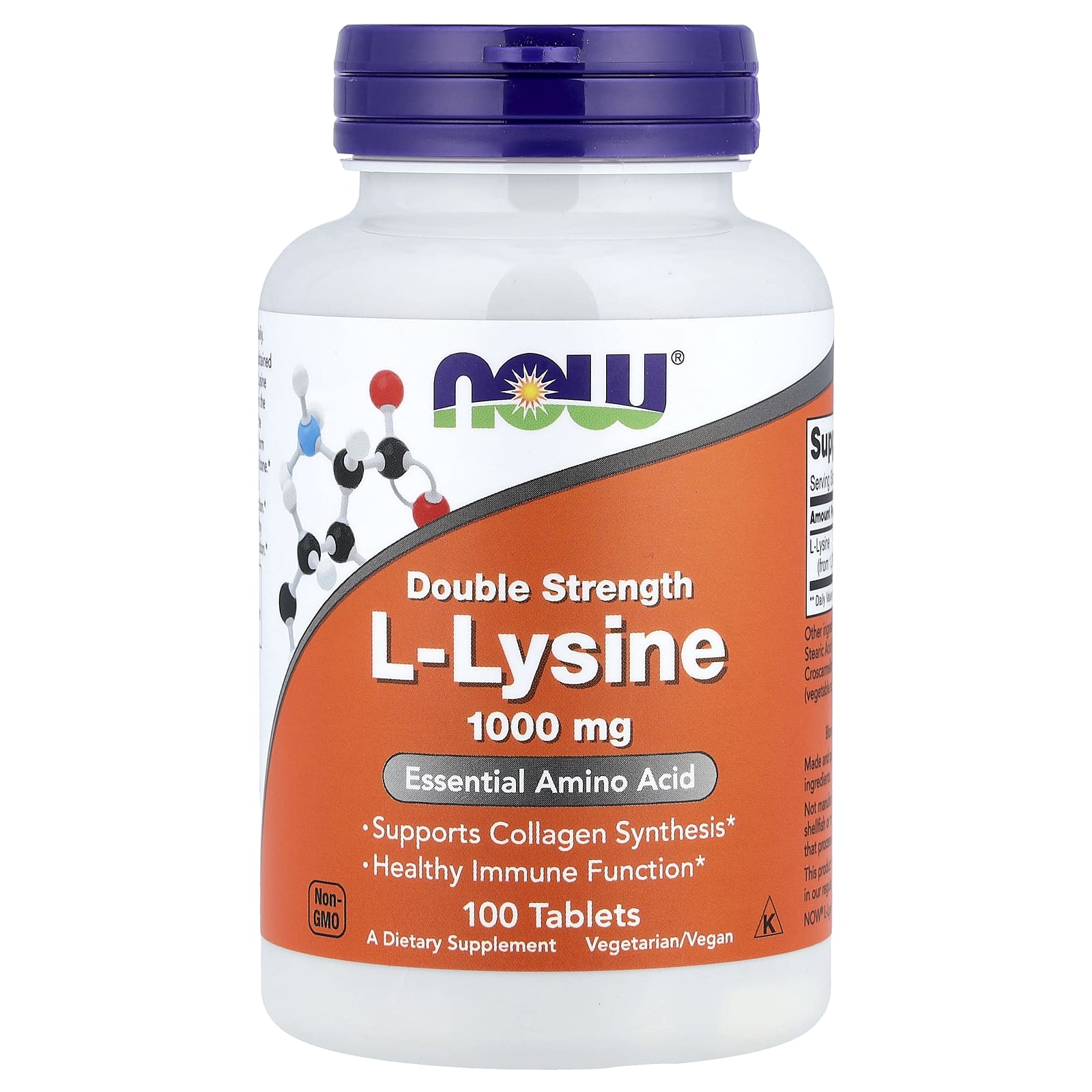 NOW Foods L-Lysine – 1 000 mg – 100 comprimés — Tunisie