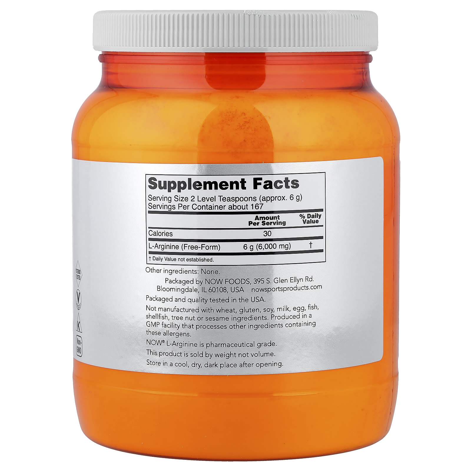NOW Foods Sports, L-Arginine Powder – 1 kg — photo 2 sur 2