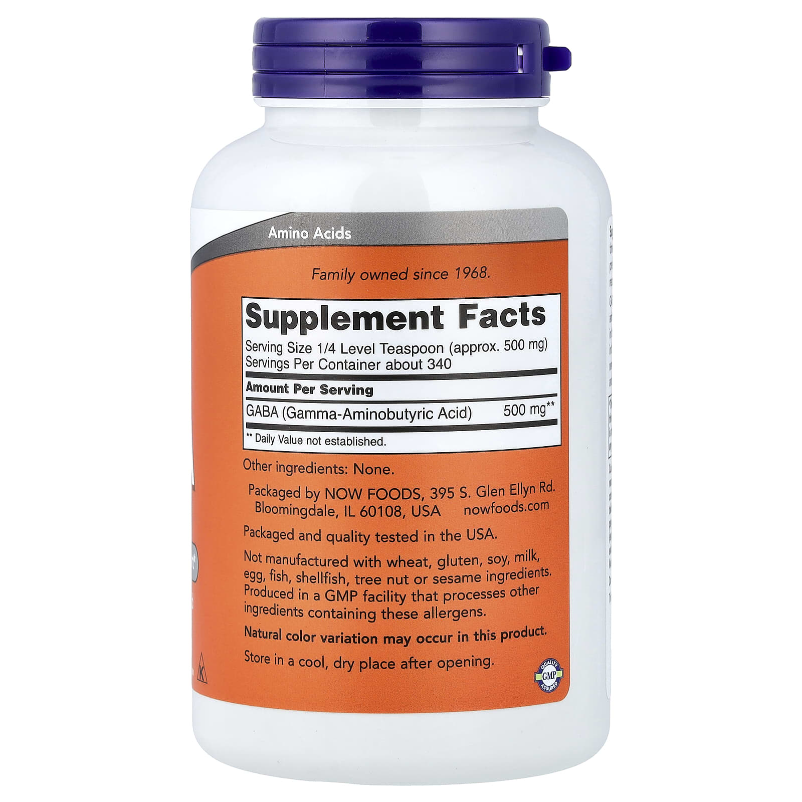 NOW Foods GABA Pure Powder – 170 g — photo 2 sur 2