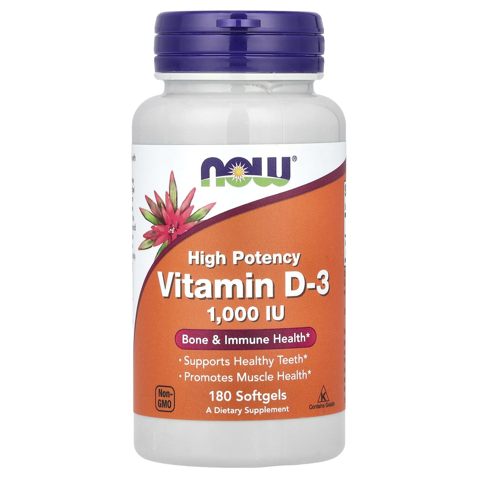 NOW Foods Vitamin D-3, High Potency – 180 capsules molles — Tunisie