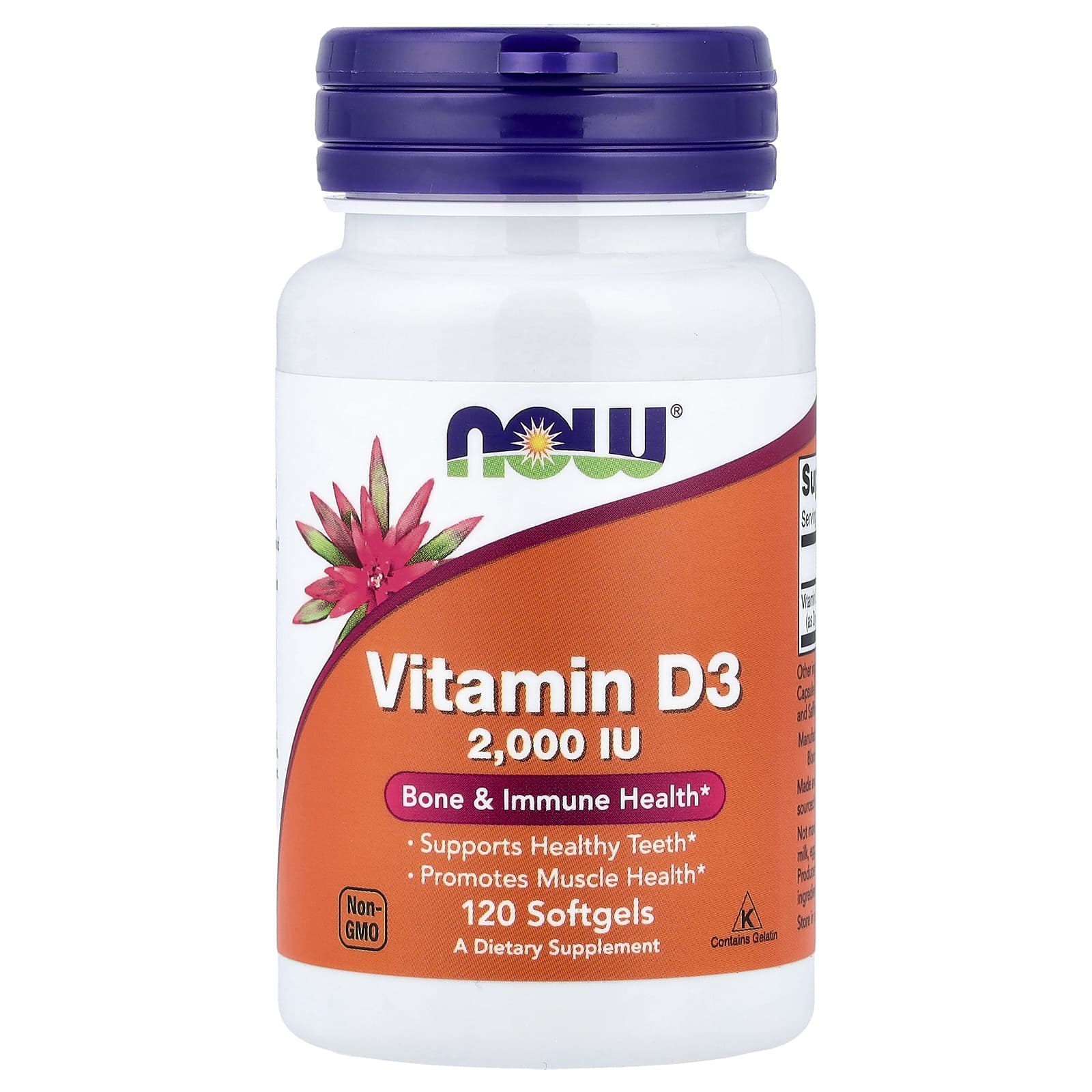 NOW Foods Vitamin D3 – 120 capsules molles — Tunisie