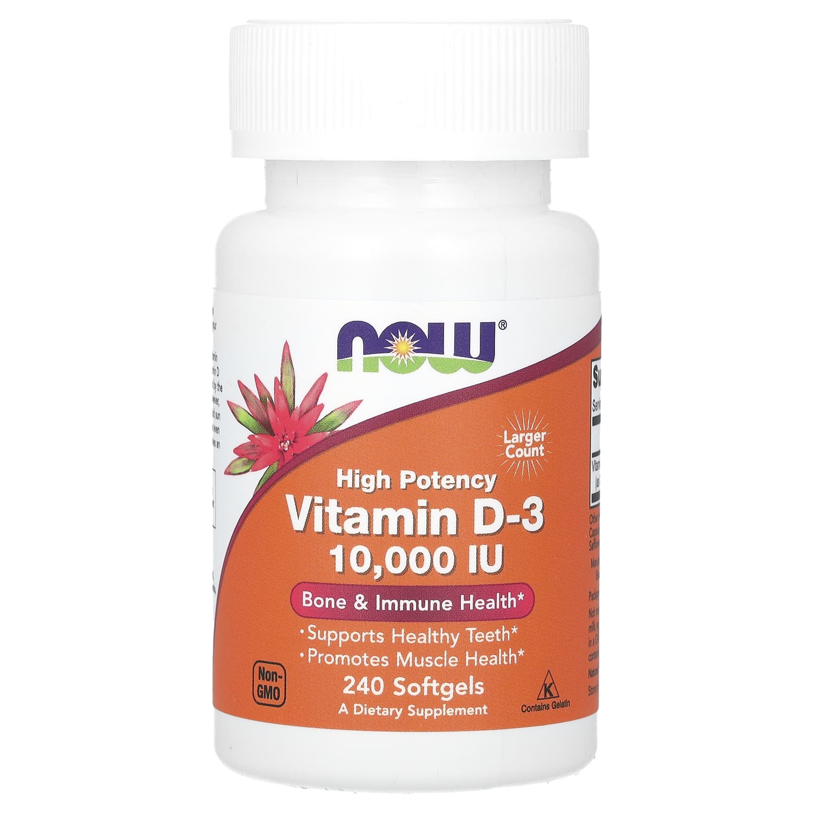 NOW Foods Vitamin D-3, High Potency – 10 000 UI – 240 capsules molles — Tunisie