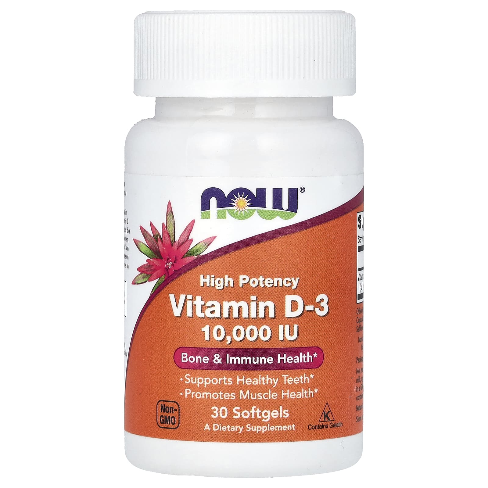 NOW Foods Vitamin D-3, High Potency – 10 000 UI – 30 capsules molles — Tunisie