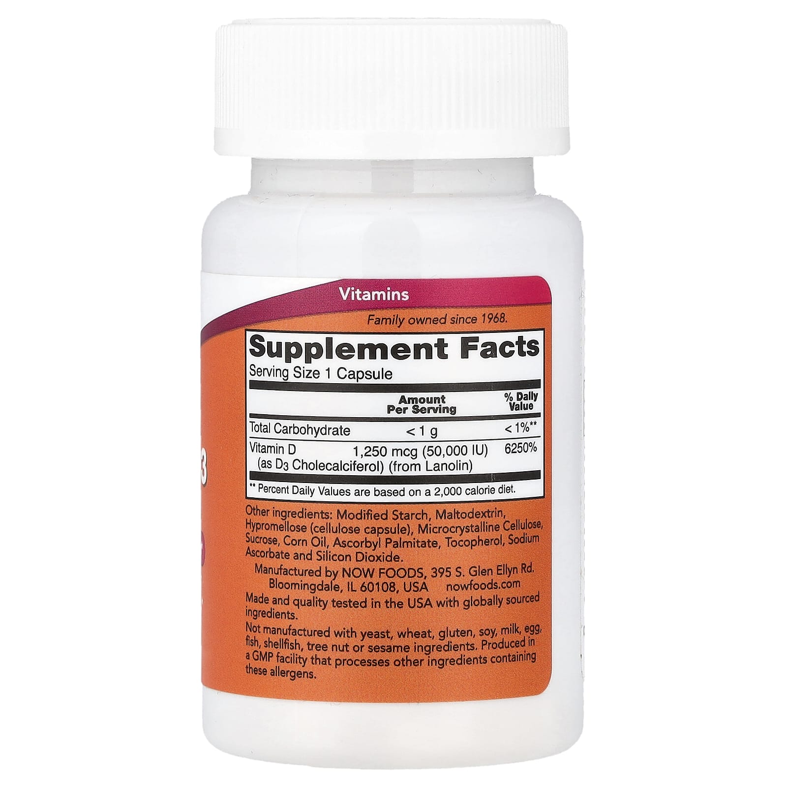 NOW Foods Vitamin D3, Max Potency – 15 gélules — photo 2 sur 2