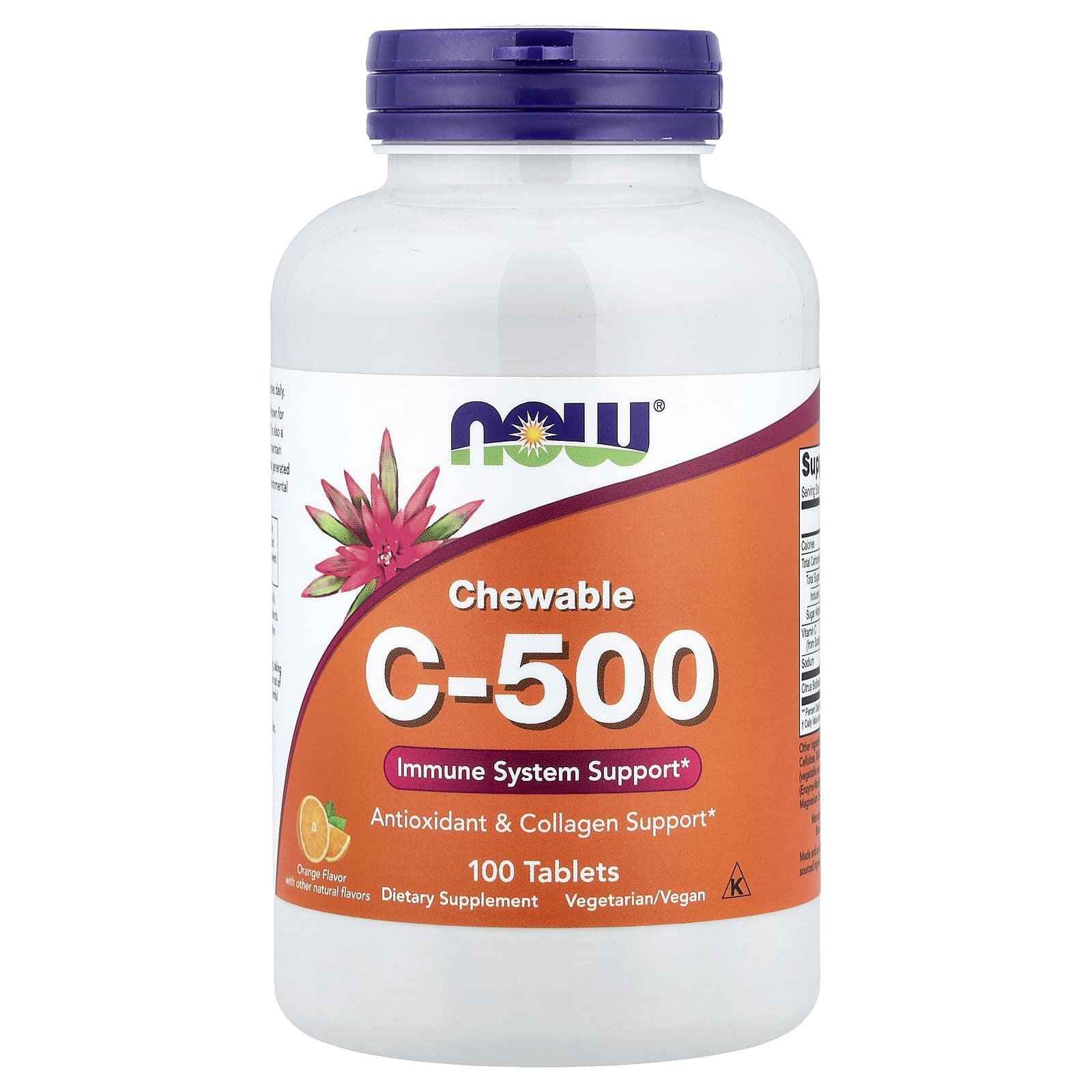 NOW Foods Chewable Vitamin C-500 – Orange – 100 comprimés — Tunisie