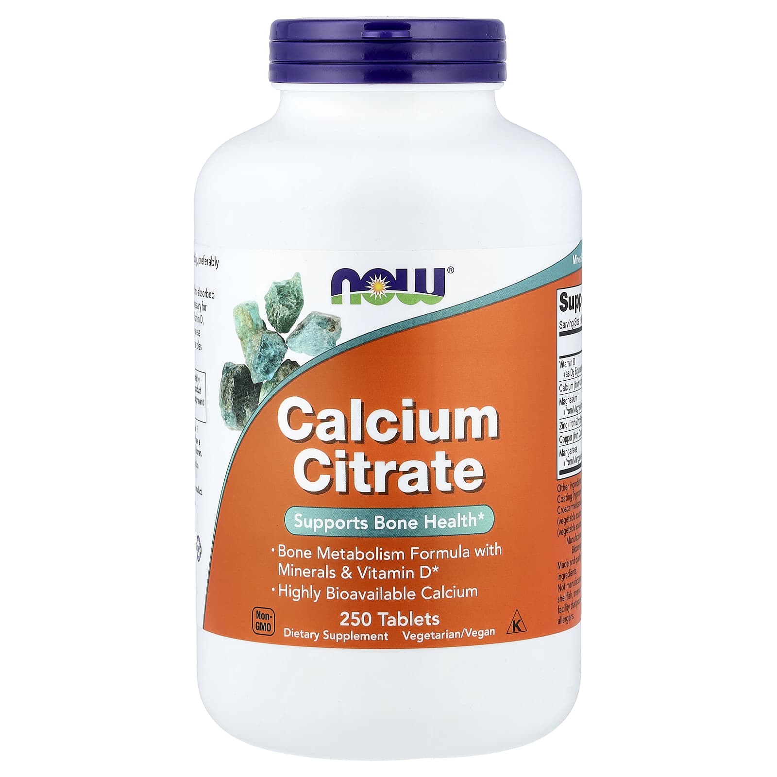 NOW Foods Calcium Citrate – 250 comprimés — Tunisie