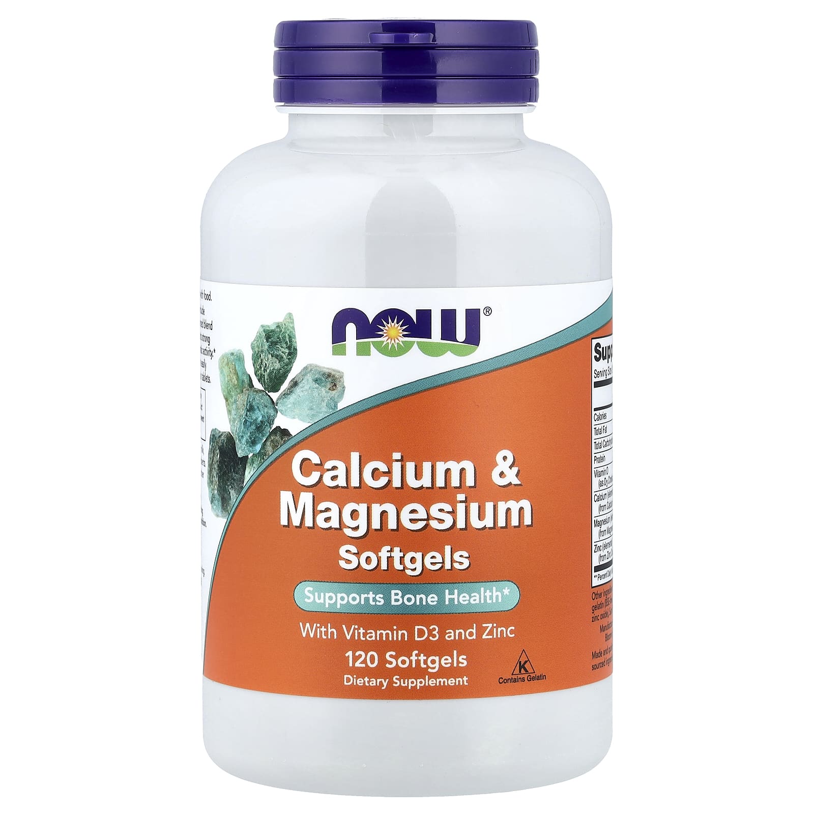 NOW Foods Calcium & Magnesium with Vitamin D3 and Zinc – 120 capsules molles — Tunisie