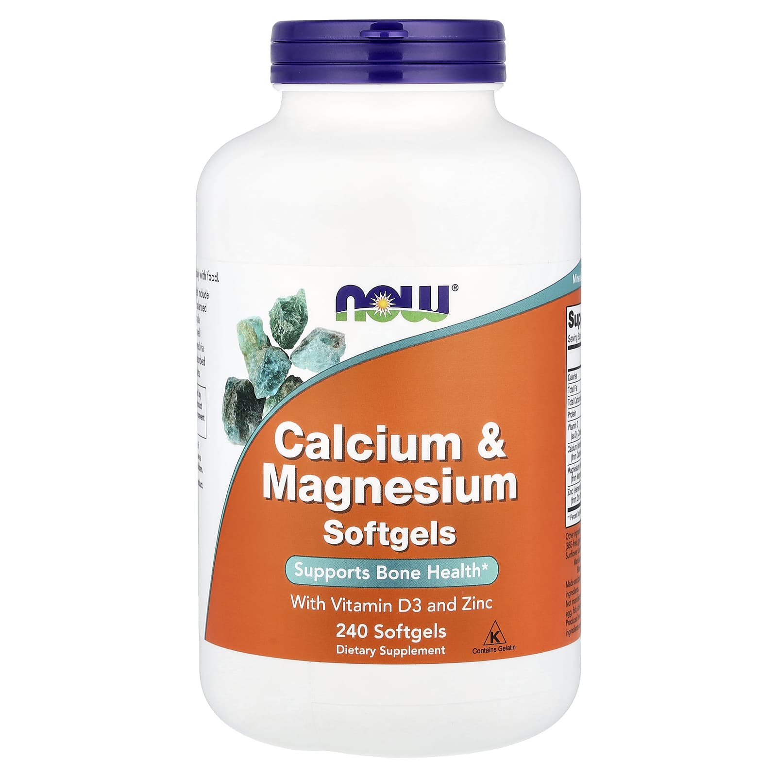 NOW Foods Calcium & Magnesium With Vitamin D-3 and Zinc – 240 capsules molles — Tunisie
