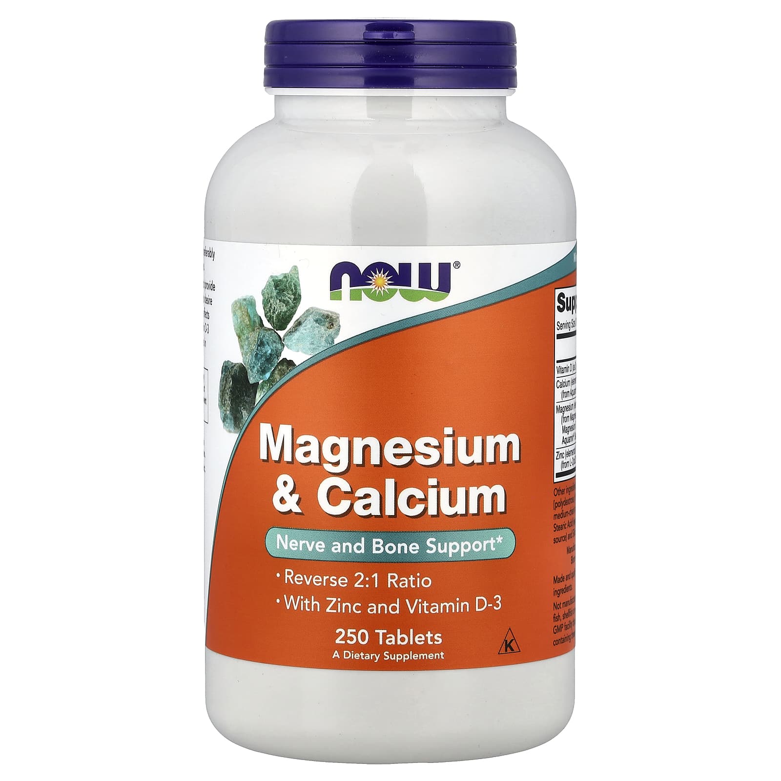 NOW Foods Magnesium & Calcium With Zinc and Vitamin D-3 – 250 comprimés — Tunisie