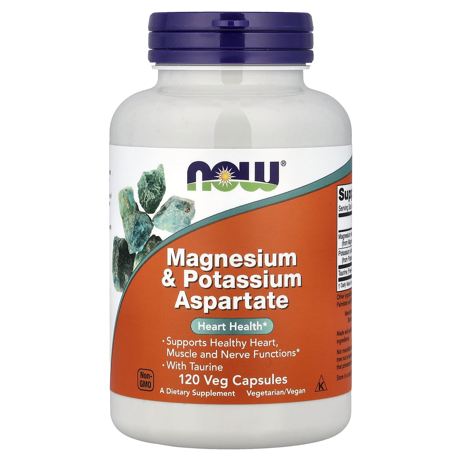 NOW Foods Magnesium & Potassium Aspartate With Taurine – 120 gélules végétales — Tunisie