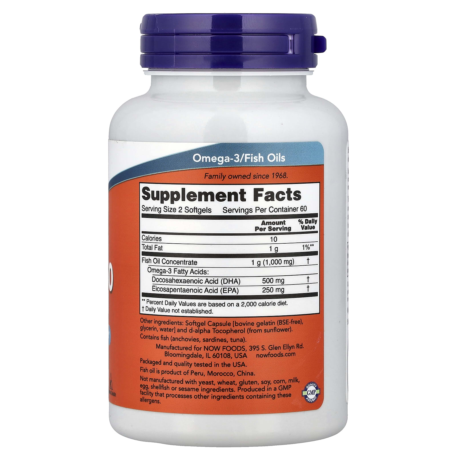 NOW Foods DHA-250, Fish Oil – 120 capsules molles — photo 2 sur 2
