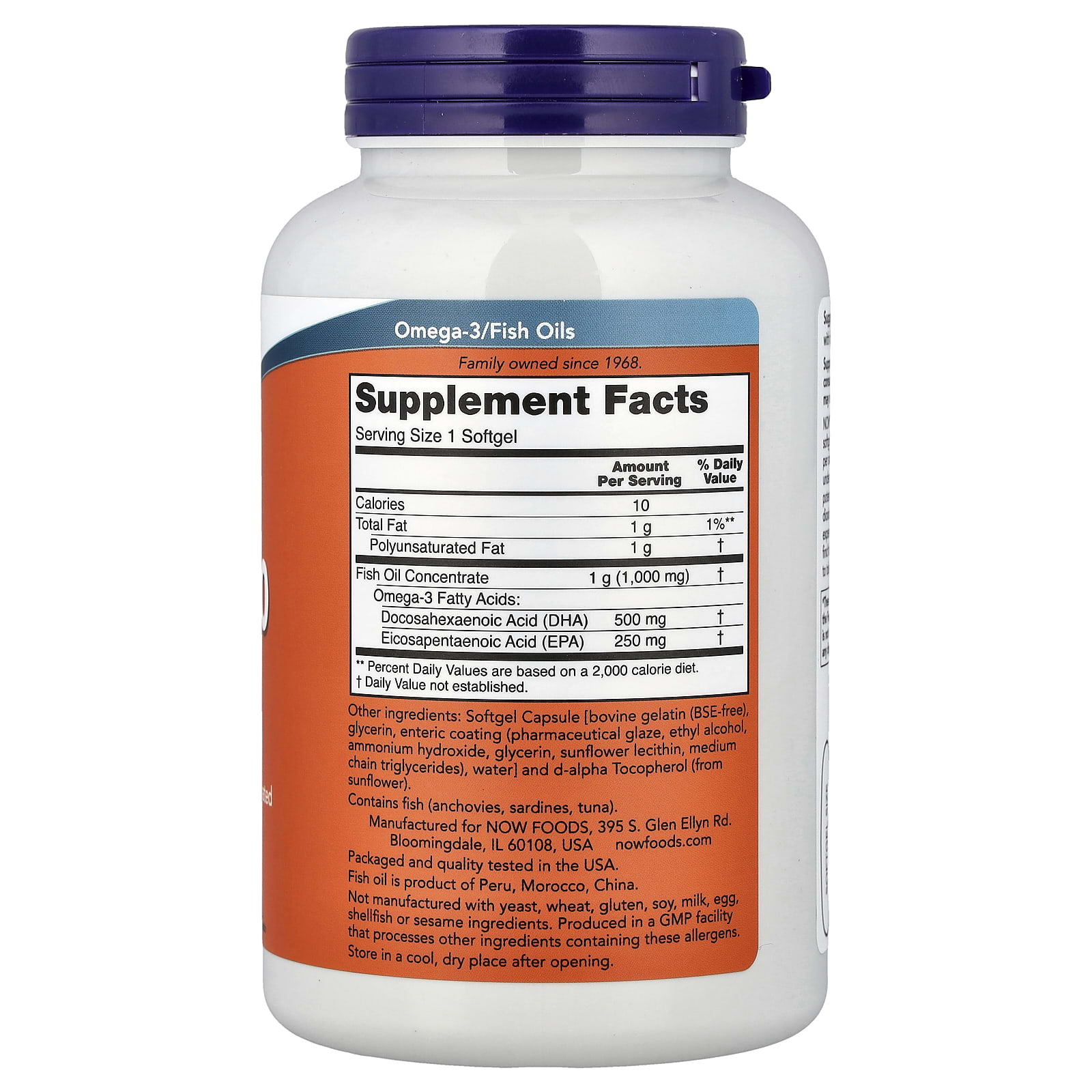 NOW Foods DHA-500 Fish Oil – 180 capsules molles — photo 2 sur 2
