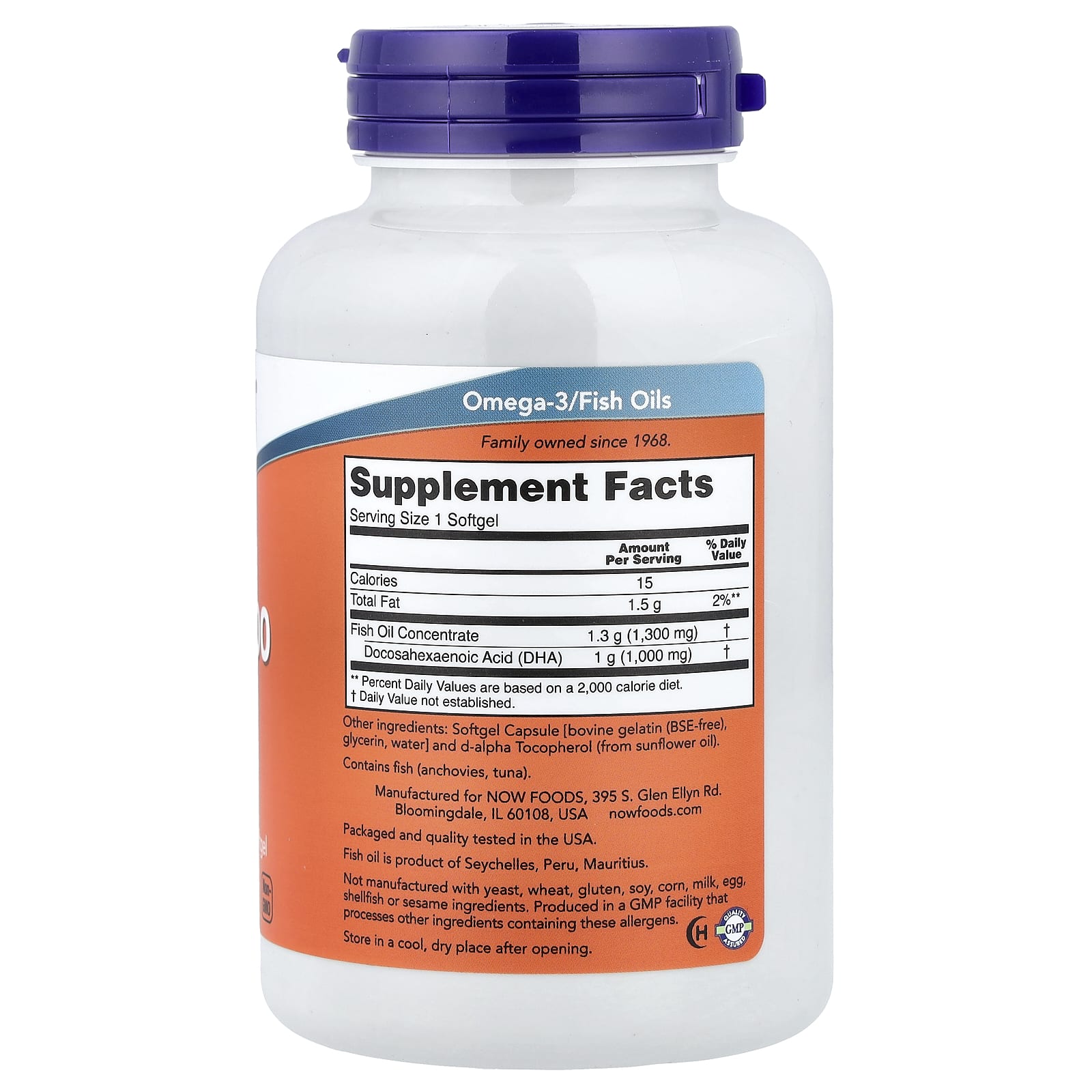 NOW Foods DHA-1000 Fish Oil – 90 capsules molles — photo 2 sur 2