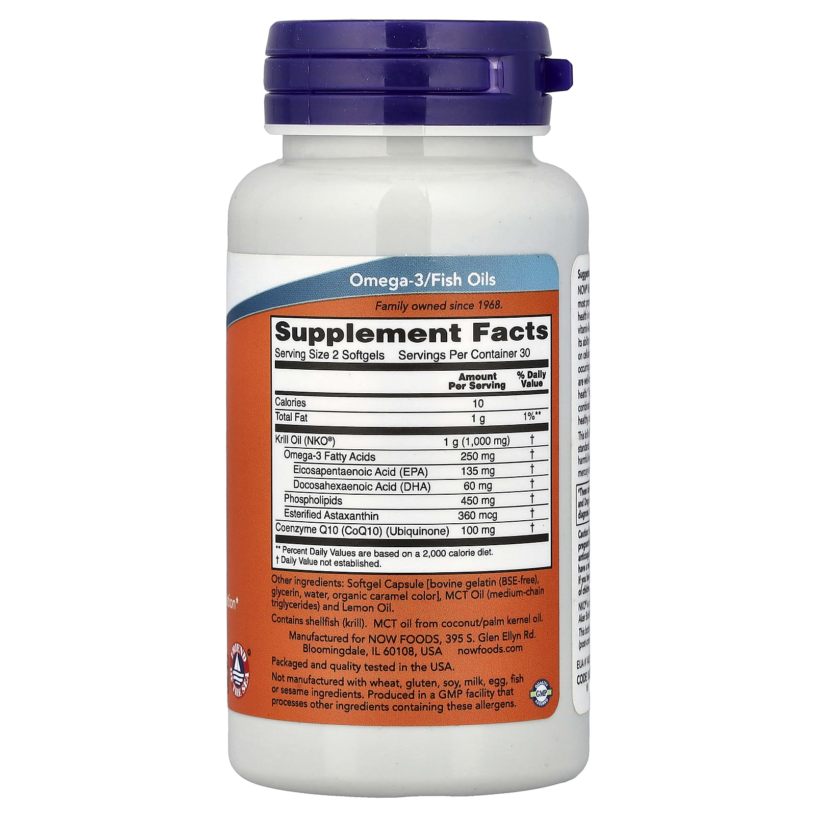 NOW Foods Krill & CoQ10 – 60 capsules molles — photo 2 sur 2