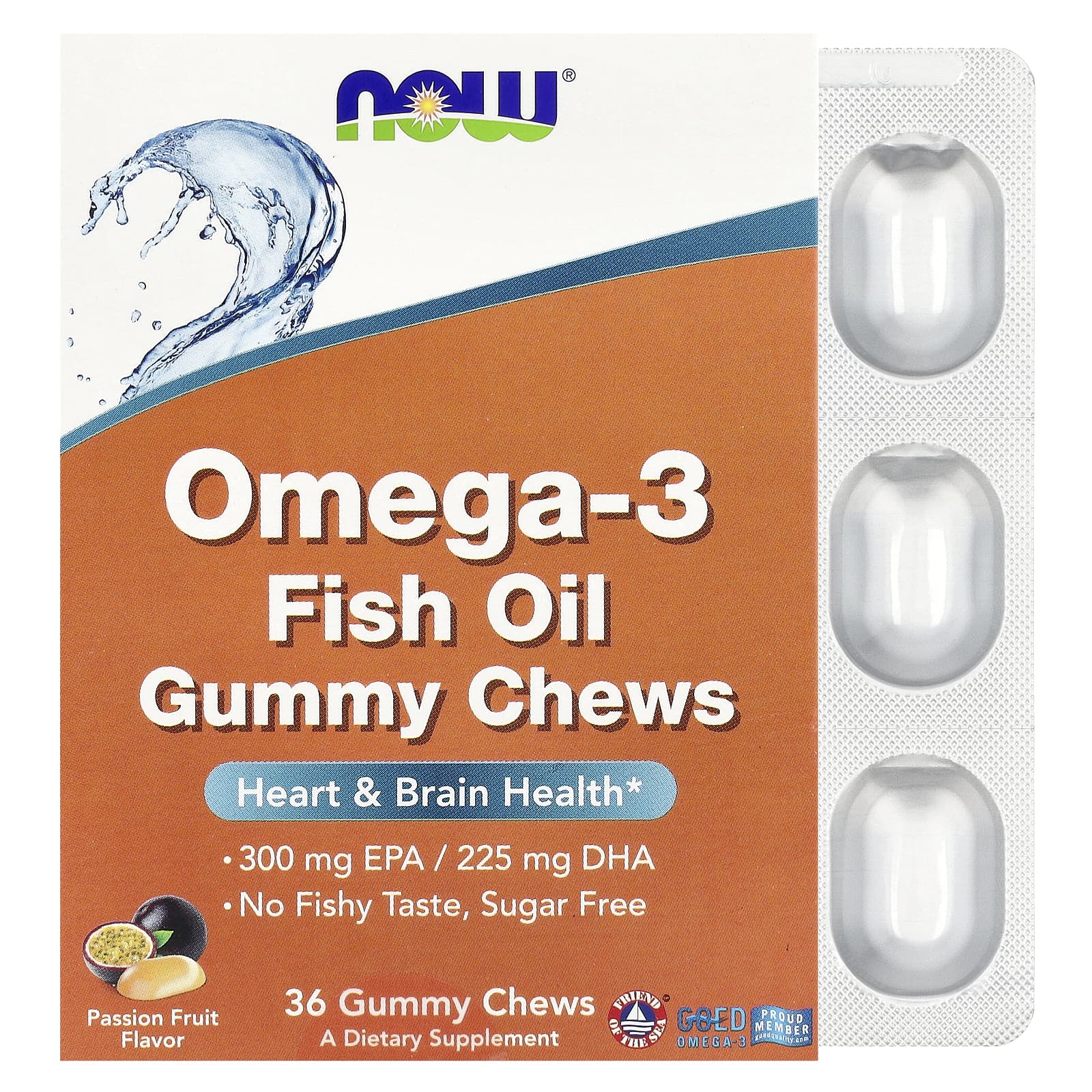 NOW Foods Omega-3 Fish Oil Gummy Chews, 36 Gummy Chews – Passion Fruit — Tunisie