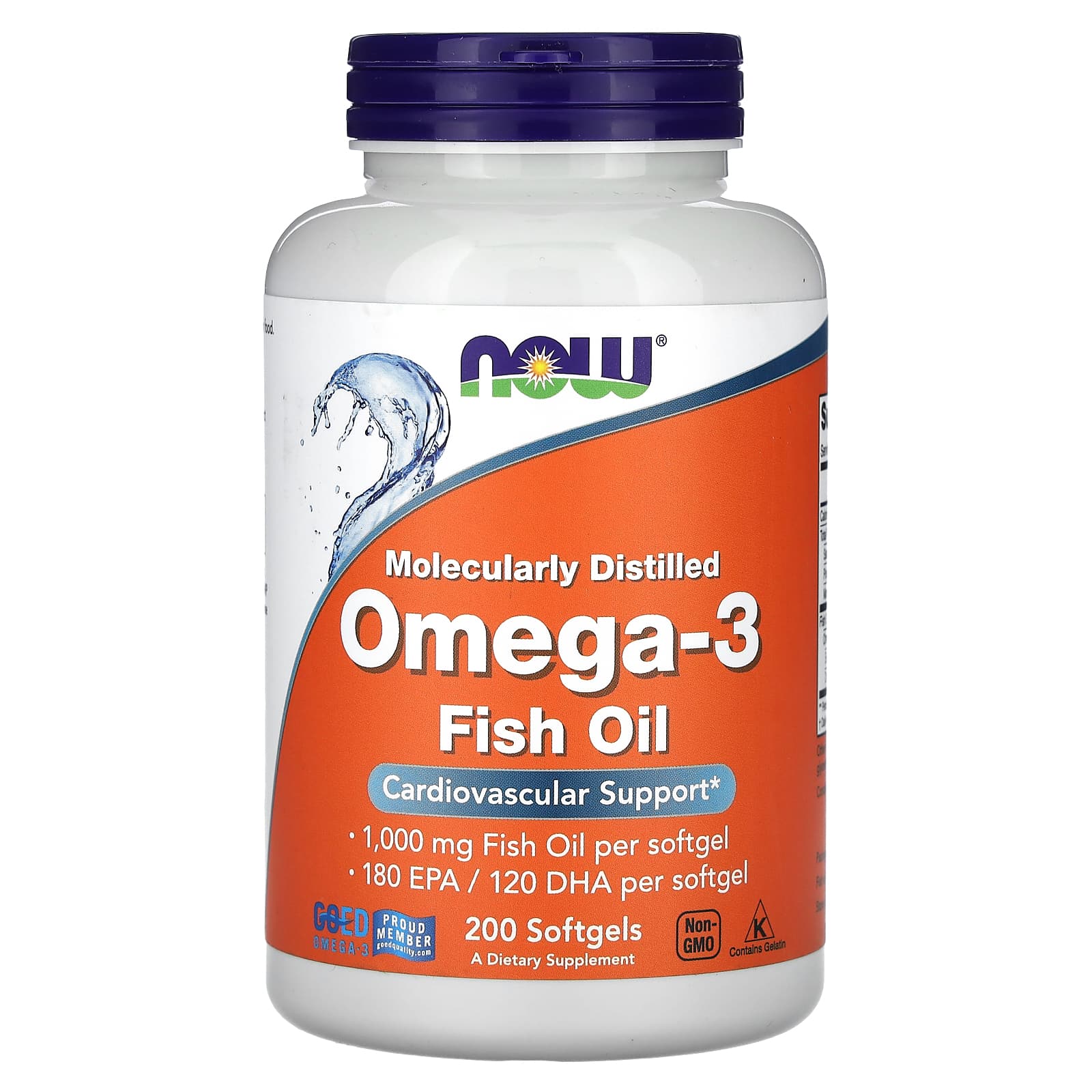 NOW Foods Omega-3 Fish Oil – 200 capsules molles — Tunisie