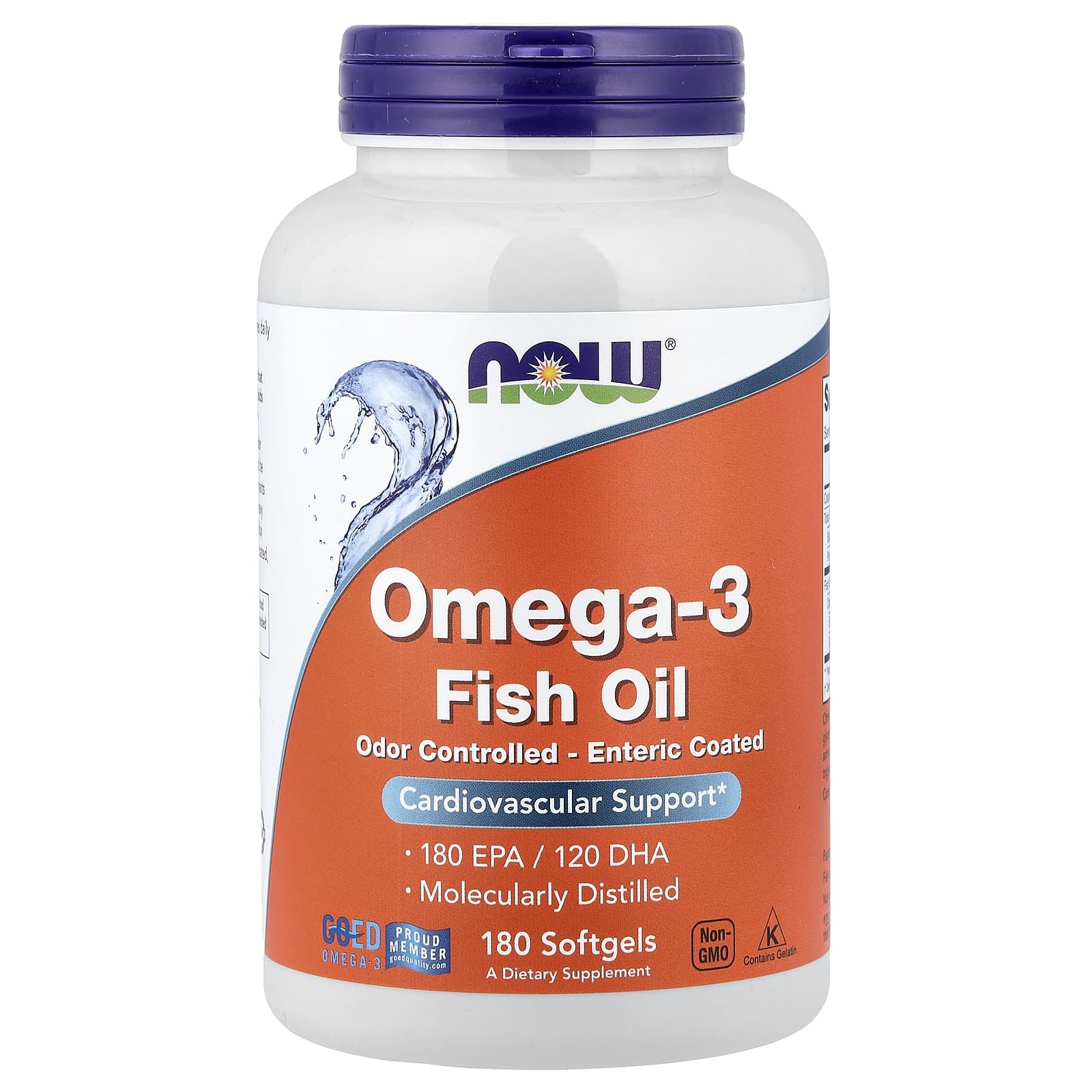 NOW Foods Omega-3 Fish Oil – 180 capsules molles — Tunisie