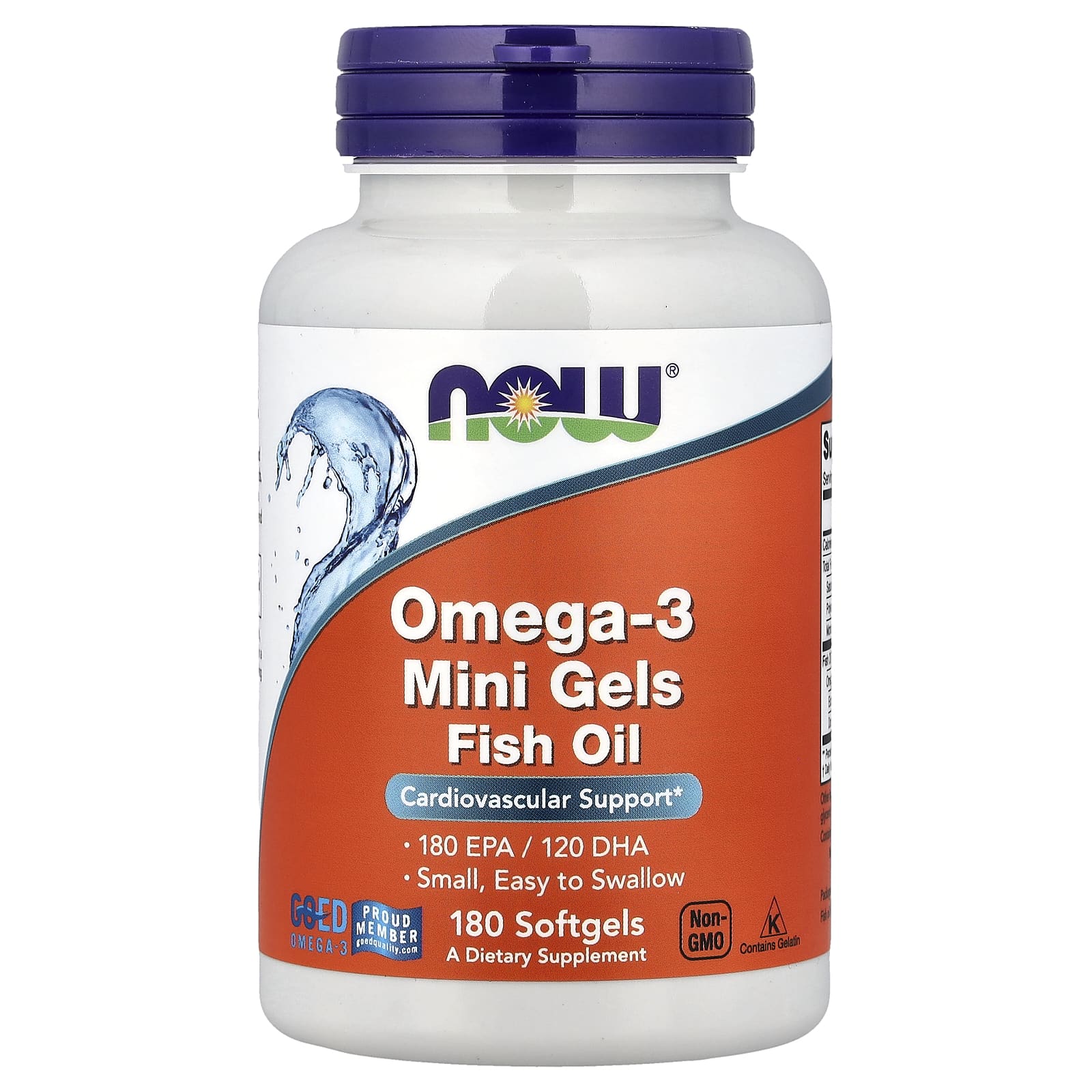 NOW Foods Omega-3 Mini Gels Fish Oil – 180 capsules molles — Tunisie