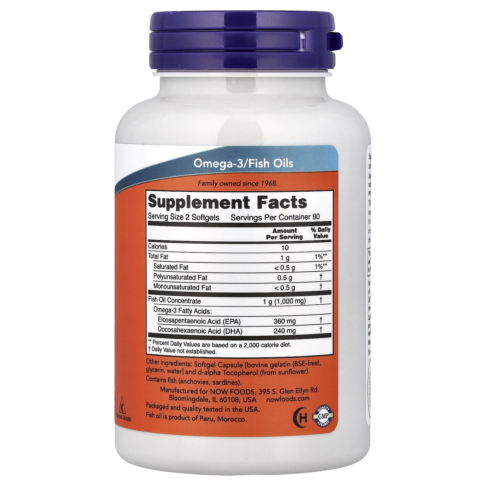 NOW Foods Omega-3 Mini Gels Fish Oil – 180 capsules molles — photo 2 sur 2