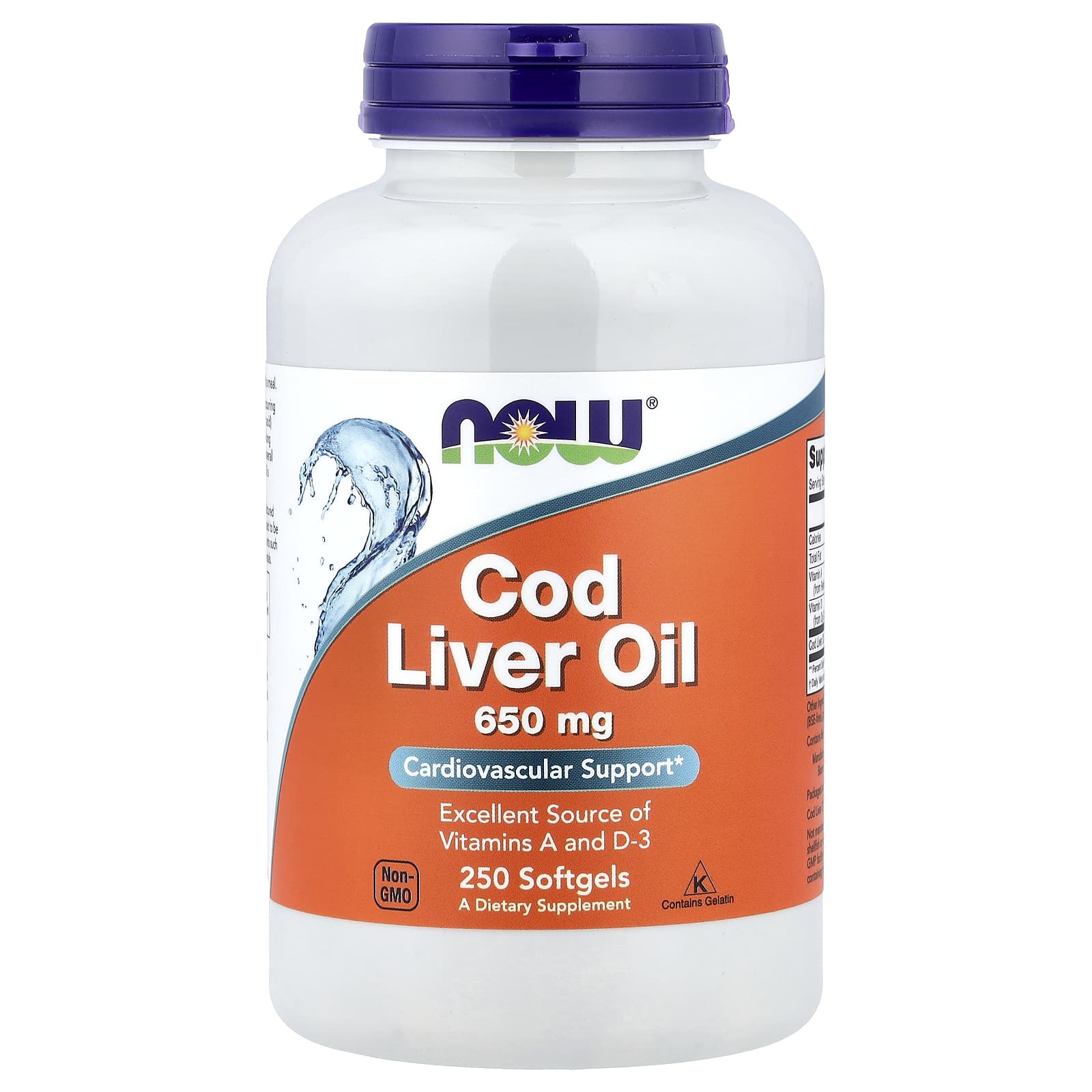 NOW Foods Cod Liver Oil – 250 capsules molles — Tunisie