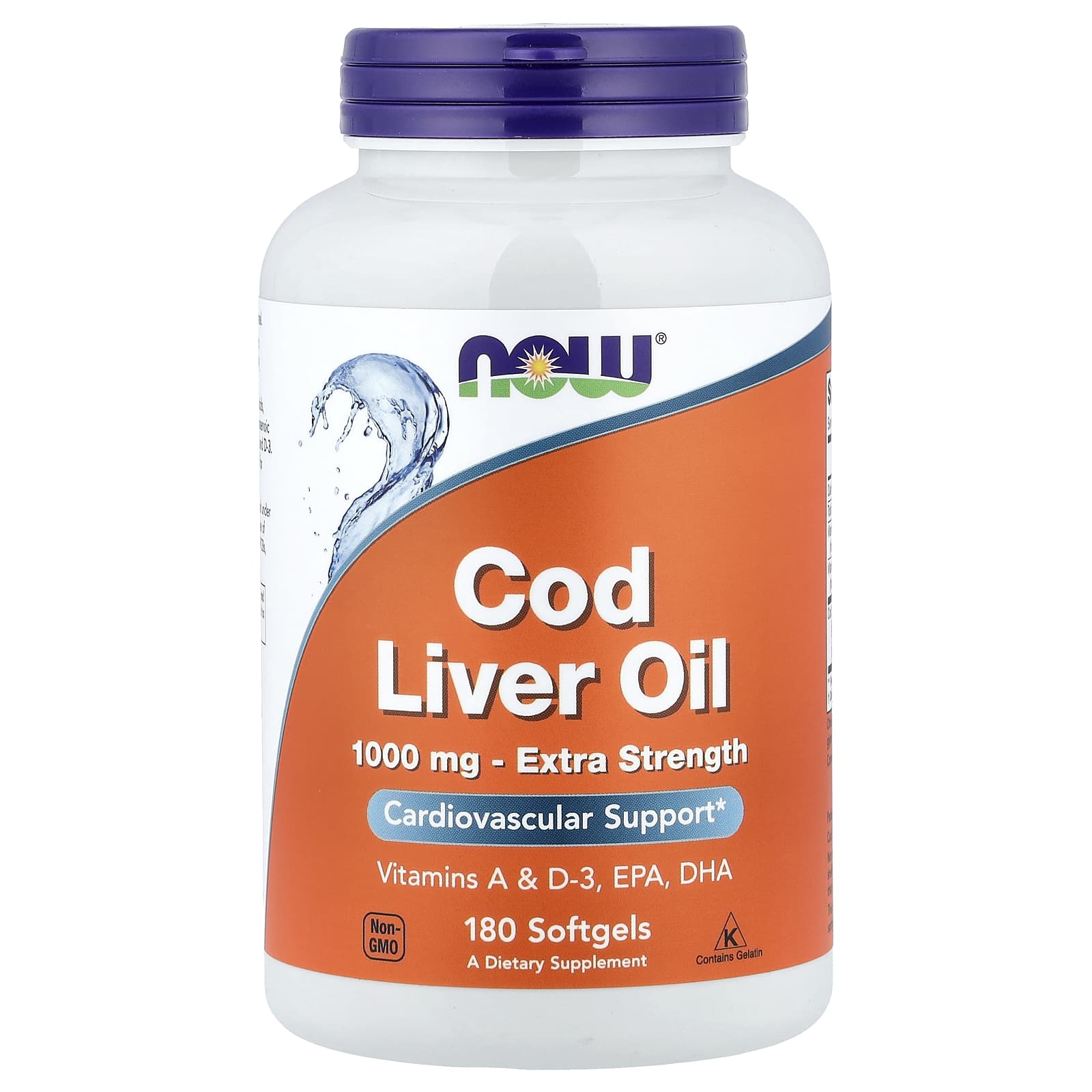 NOW Foods Cod Liver Oil – 180 capsules molles — Tunisie