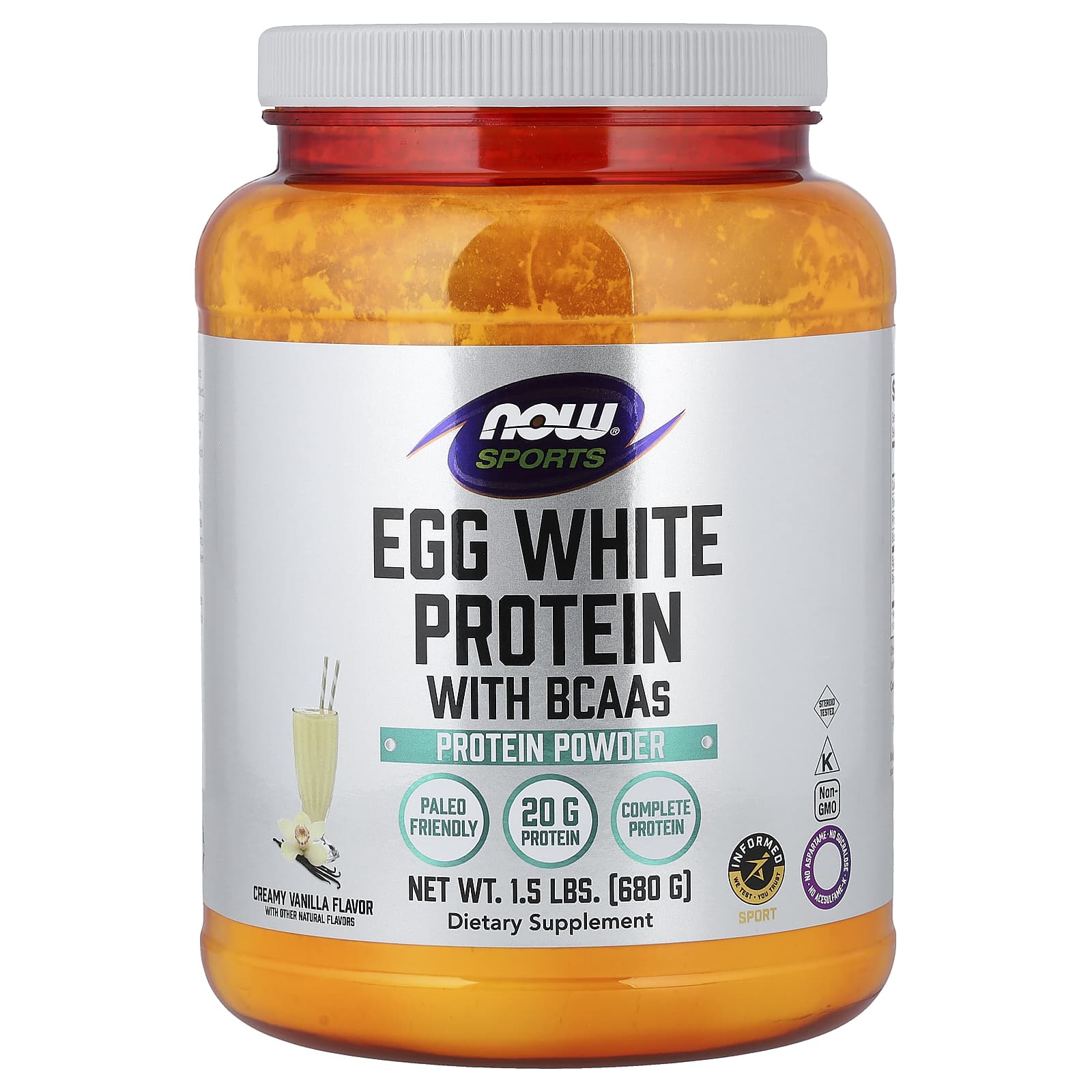 NOW Foods Sports, Egg White Protein with BCAAs – Creamy Vanilla – 680 g — Tunisie