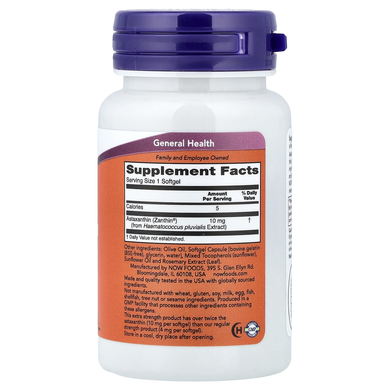 NOW Foods Astaxanthin – 30 capsules molles — photo 2 sur 2
