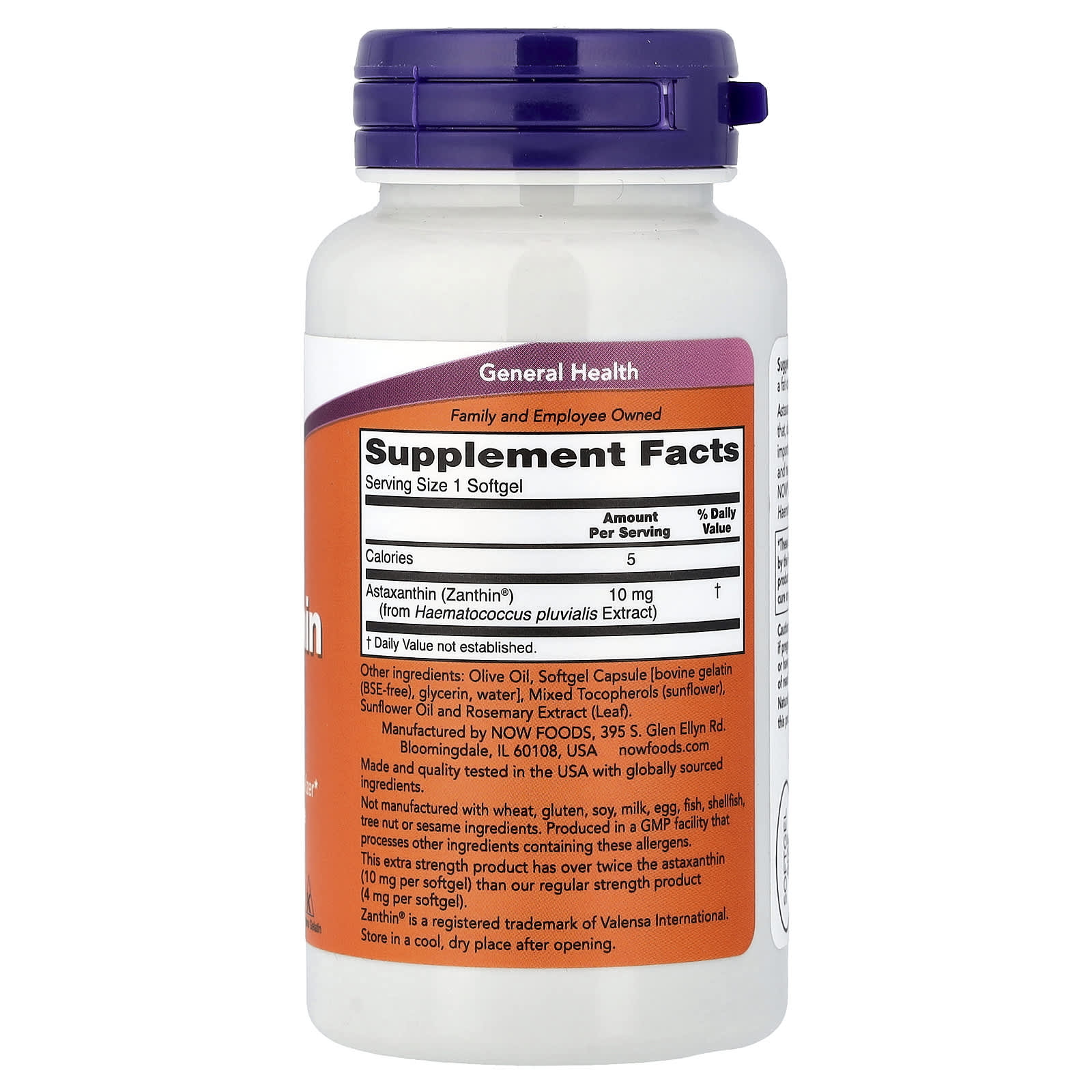 NOW Foods Astaxanthin – 60 capsules molles — photo 2 sur 2