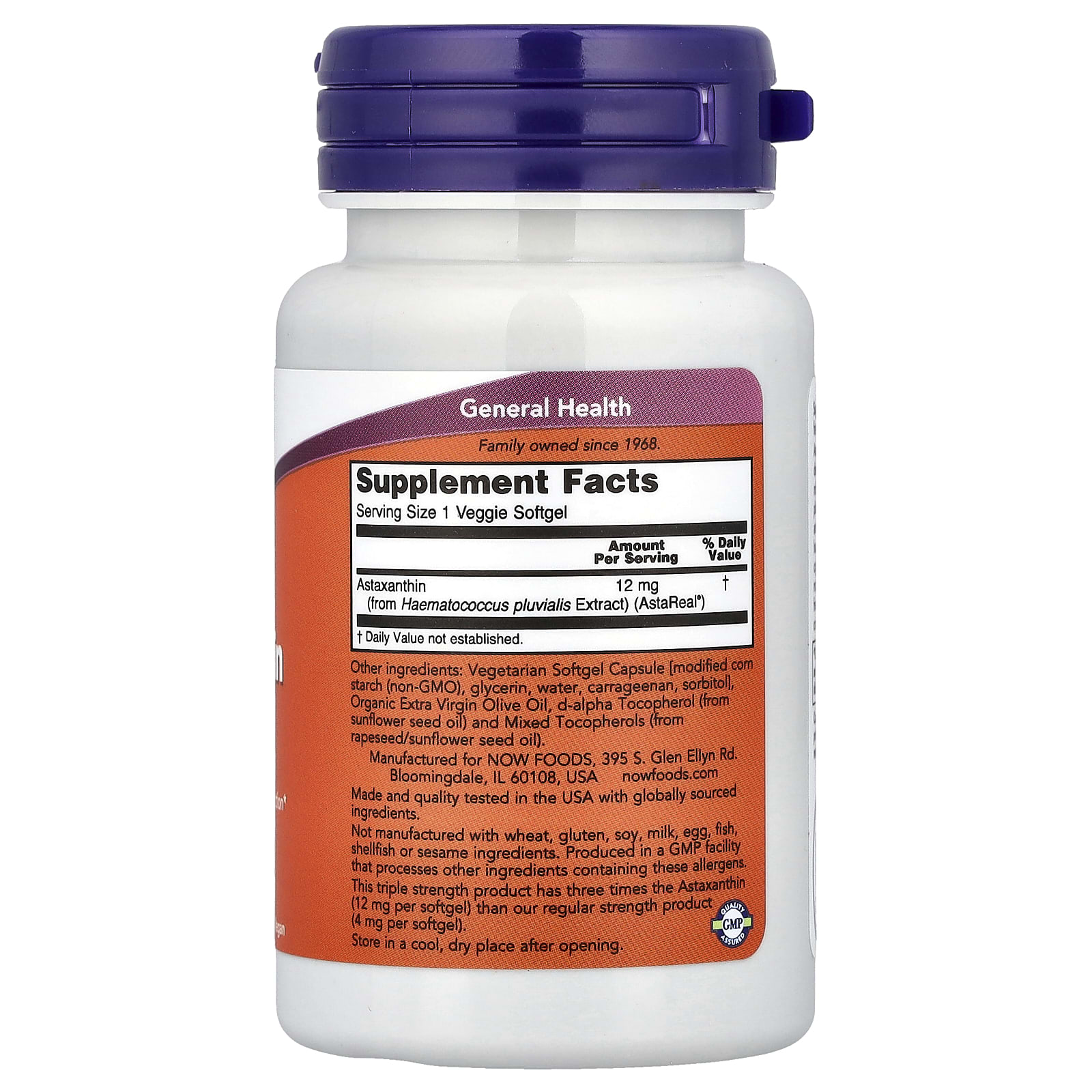 NOW Foods Astaxanthin – 12 mg — photo 2 sur 2