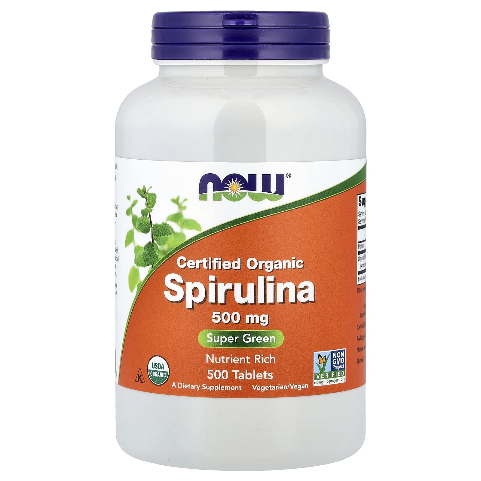 NOW Foods Certified Organic Spirulina – 500 comprimés — Tunisie