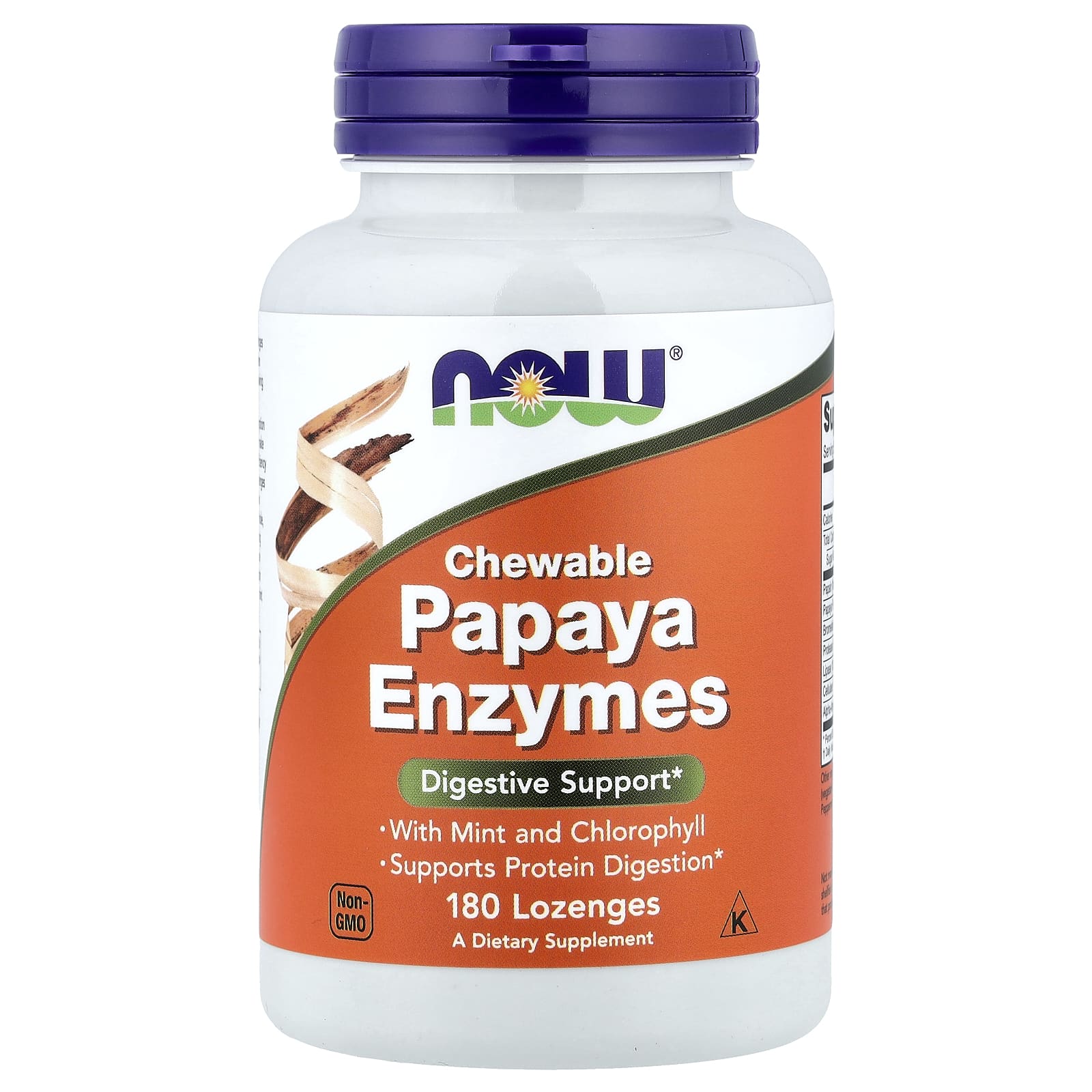 NOW Foods Chewable Papaya Enzymes – 180 pastilles — Tunisie