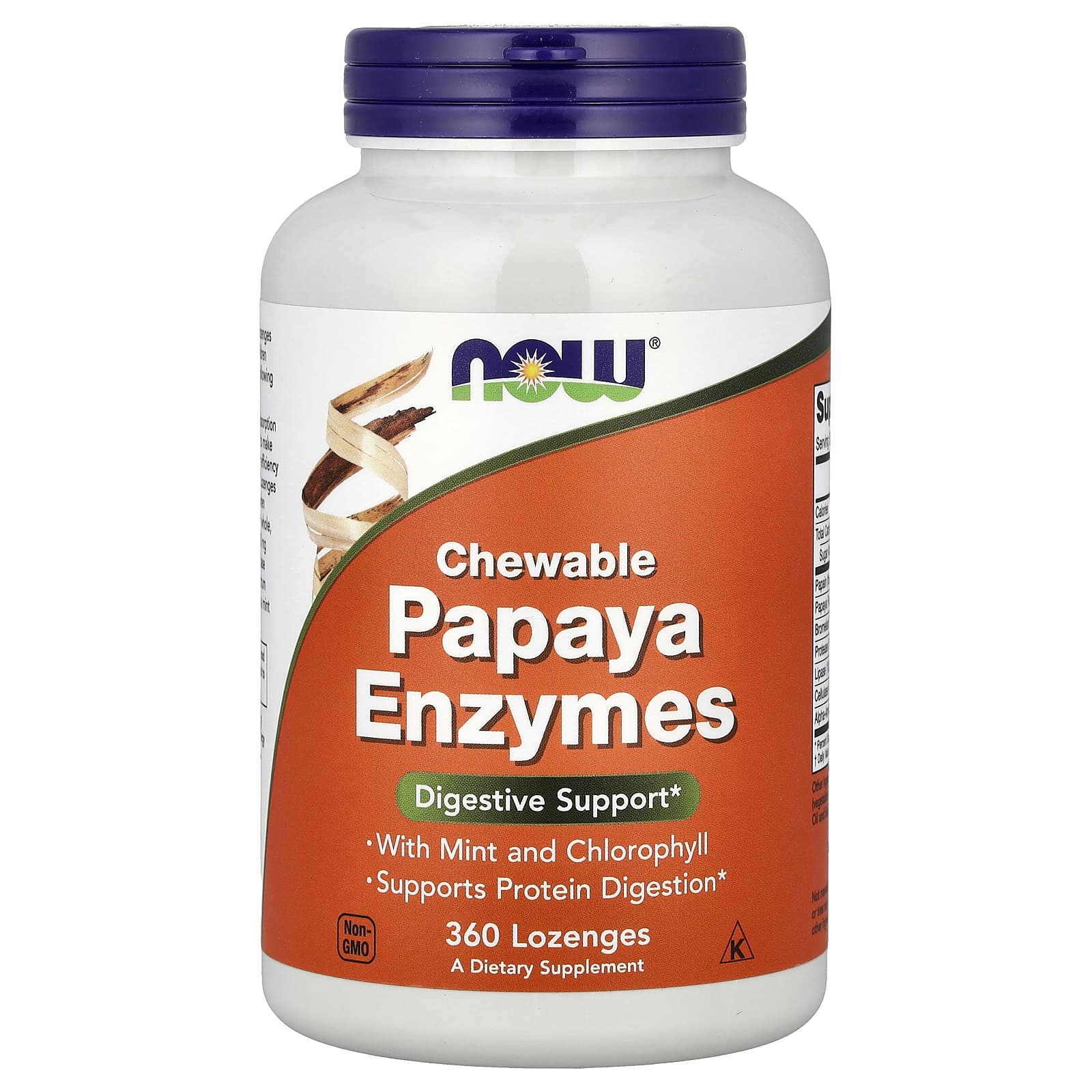 NOW Foods Chewable Papaya Enzymes – 360 pastilles — Tunisie