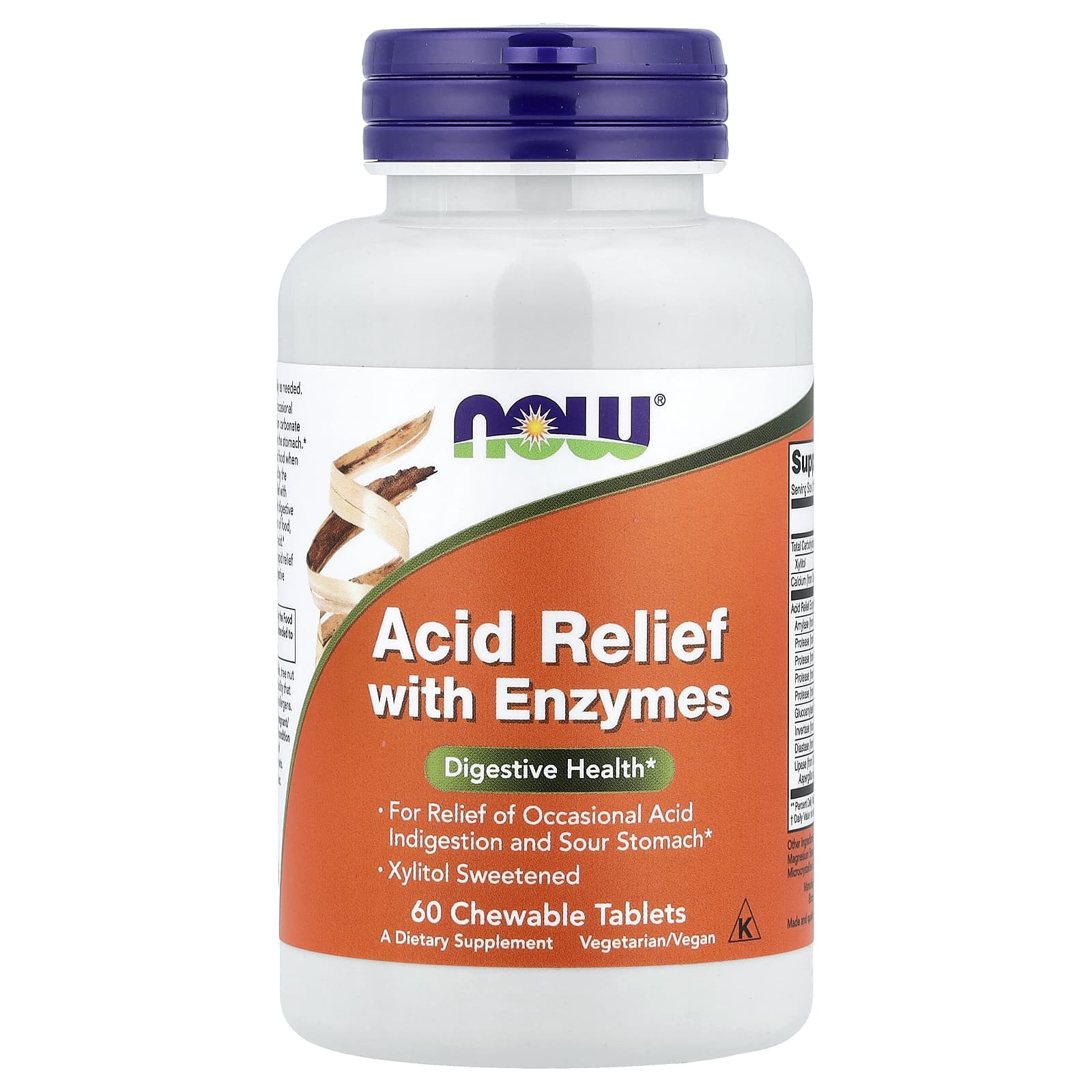 NOW Foods Acid Relief with Enzymes, 60 Chewable Tablets — Tunisie