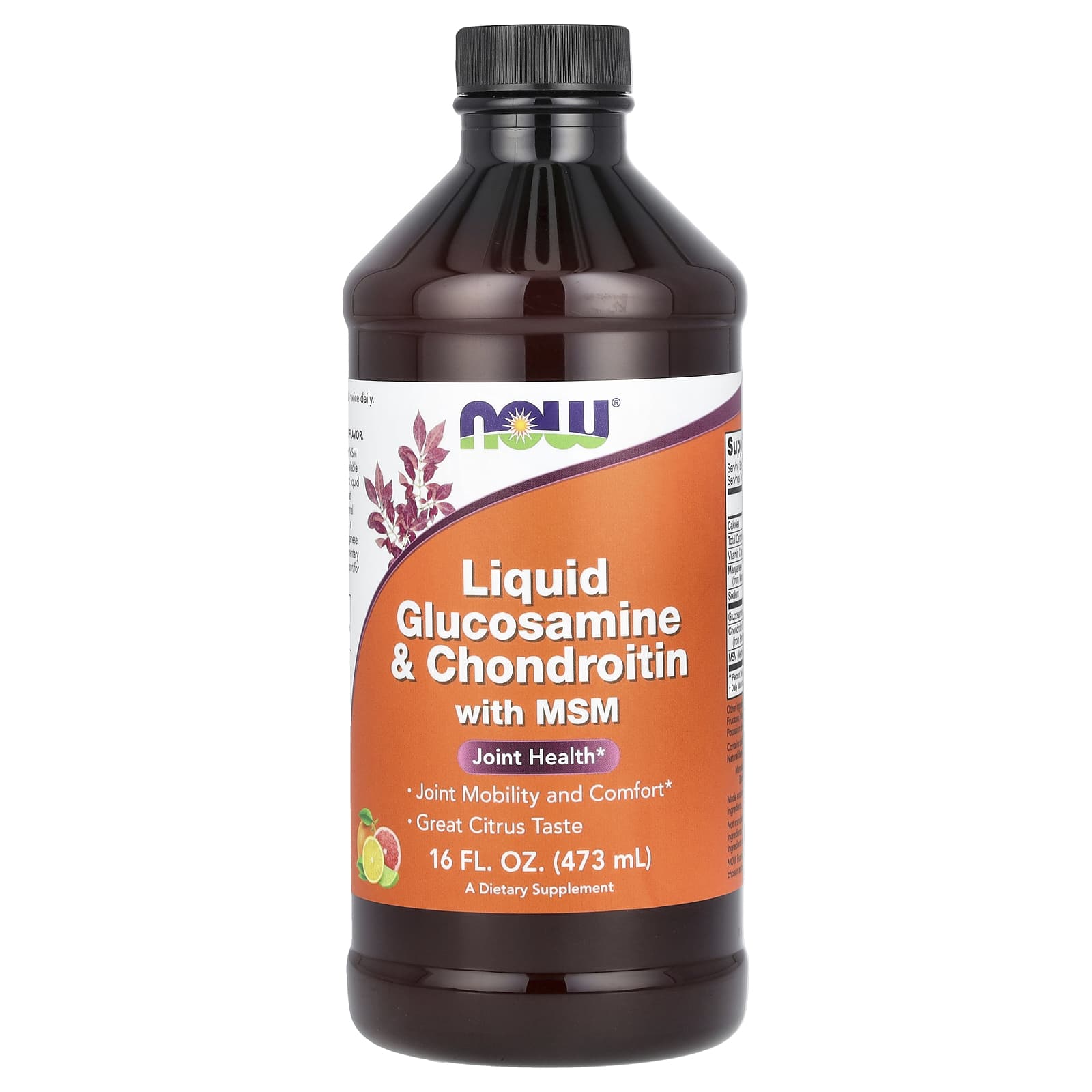 NOW Foods Liquid Glucosamine & Chondroitin with MSM – Citrus – 473 ml — Tunisie