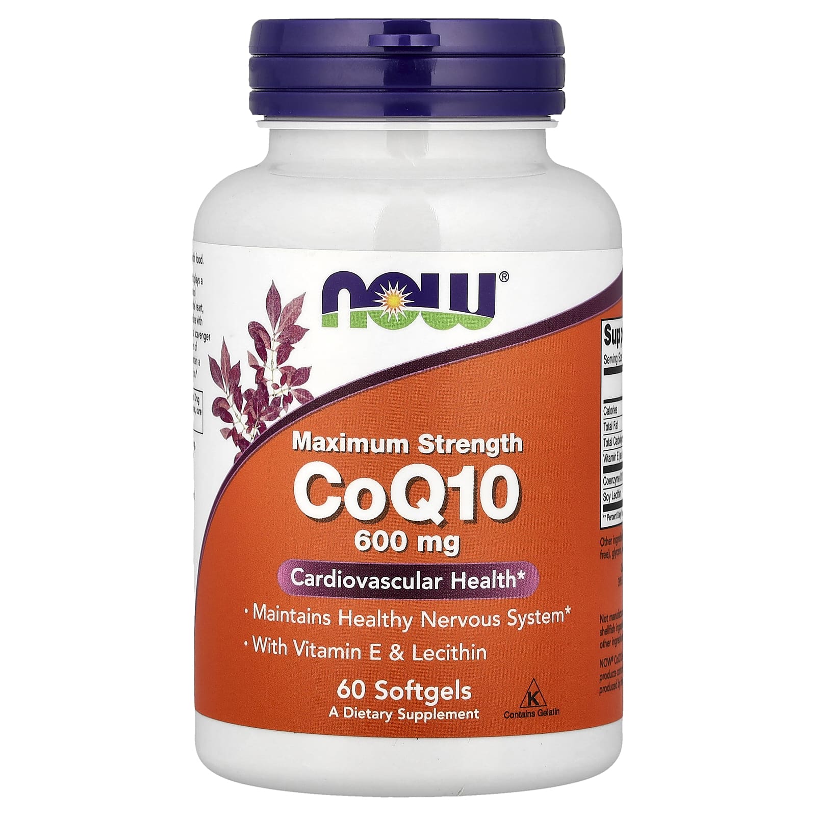 NOW Foods CoQ10 With Vitamin E & Lecithin – 60 capsules molles — Tunisie