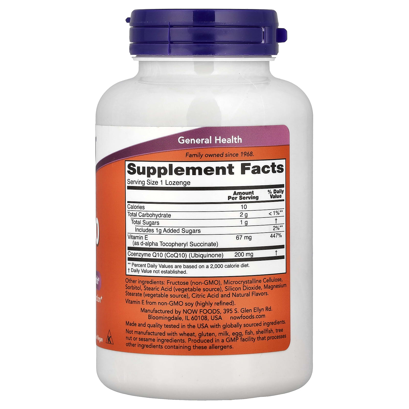 NOW Foods Chewable CoQ10 With Vitamin E – Orange – 90 pastilles — photo 2 sur 2