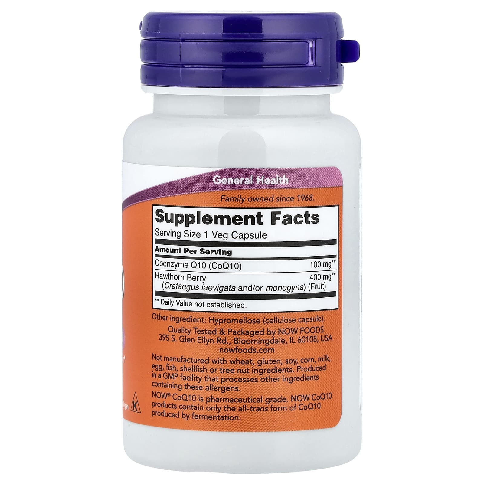 NOW Foods CoQ10 With Hawthorn Berry – CoQ10 With Hawthorn Berry – 30 gélules végétales — photo 2 sur 2