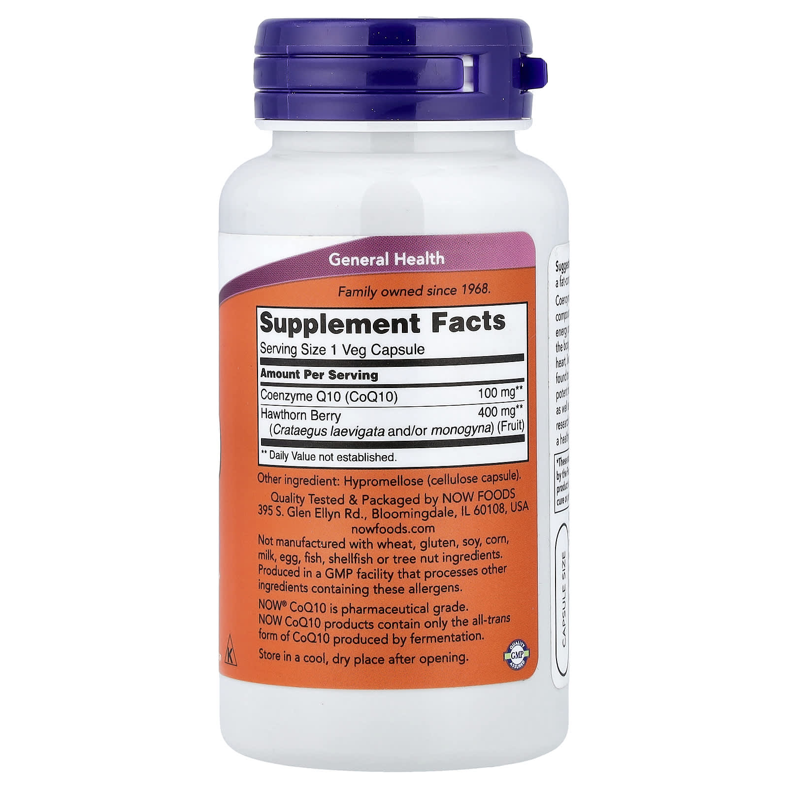 NOW Foods CoQ10 With Hawthorn Berry – CoQ10 With Hawthorn Berry – 90 gélules végétales — photo 2 sur 2