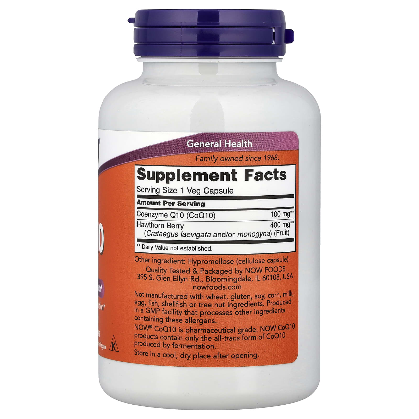 NOW Foods CoQ10 With Hawthorn Berry – CoQ10 With Hawthorn Berry – 180 gélules végétales — photo 2 sur 2