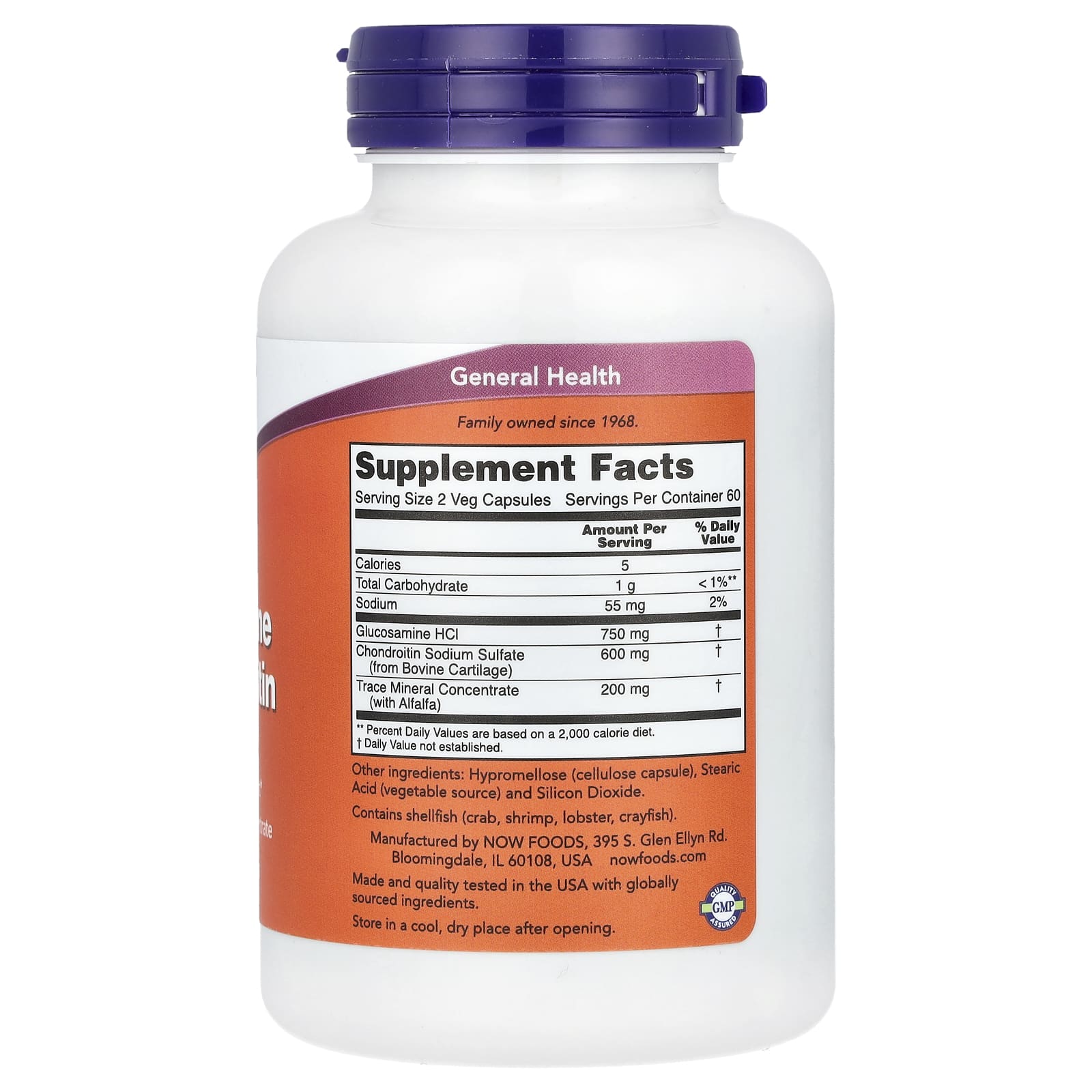 NOW Foods Glucosamine & Chondroitin – 120 gélules végétales — photo 2 sur 2