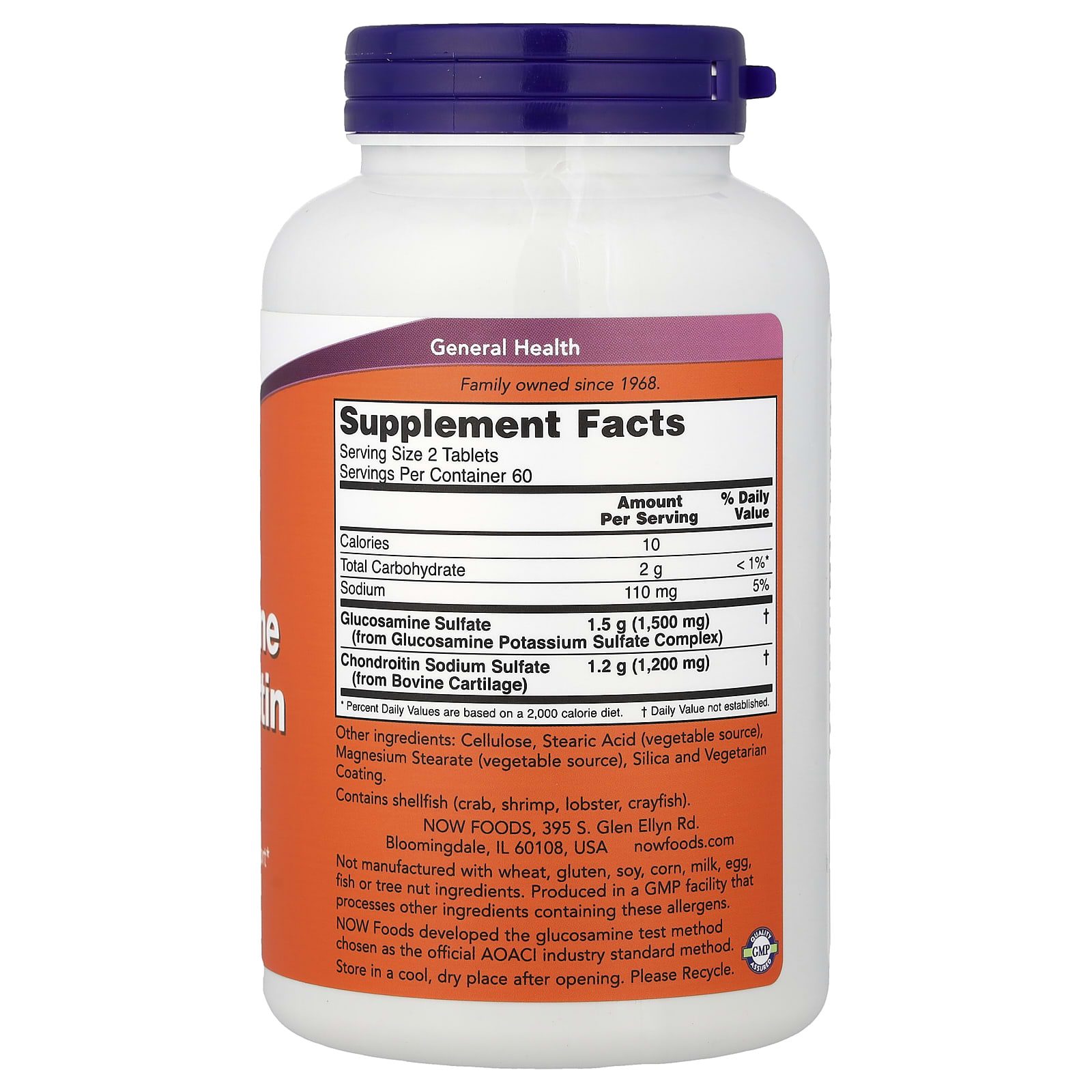 NOW Foods Glucosamine & Chondroitin – 120 comprimés — photo 2 sur 2