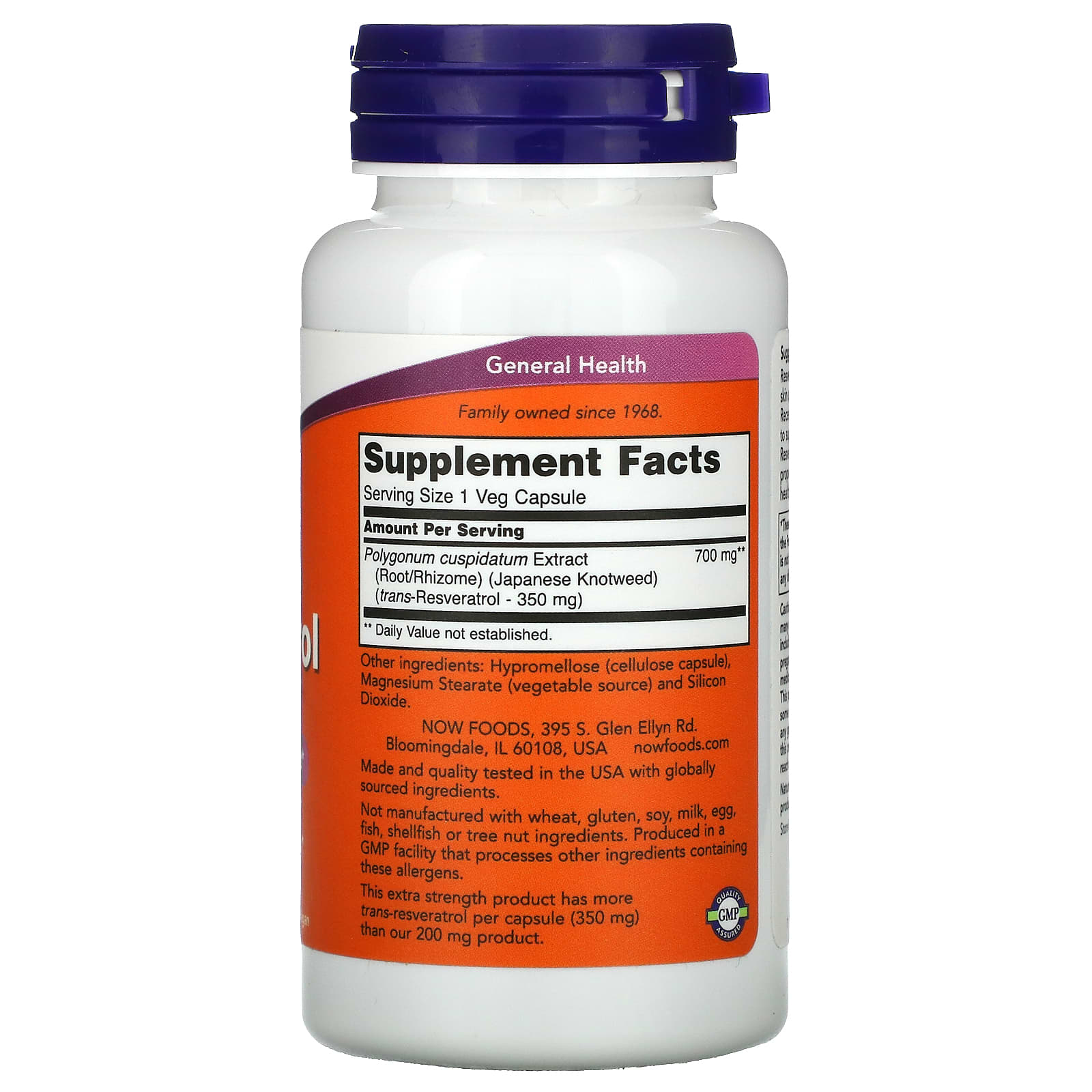 NOW Foods Resveratrol – 60 gélules végétales — photo 2 sur 2