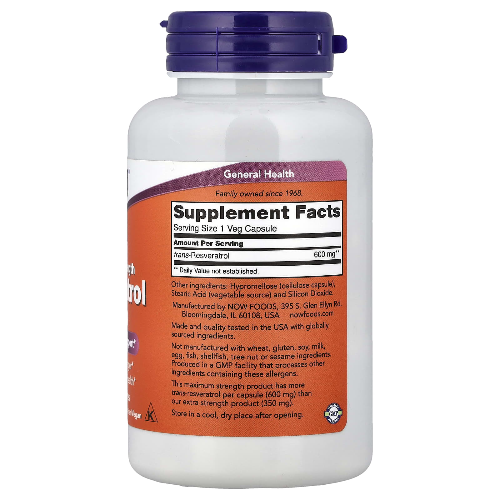 NOW Foods Resveratrol – 600 mg — photo 2 sur 2