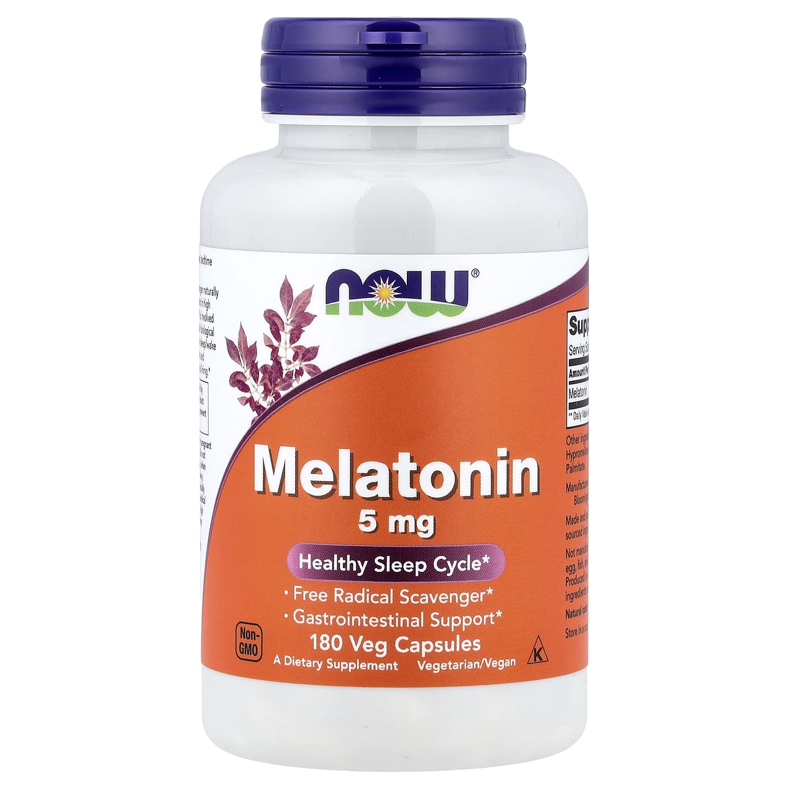 NOW Foods Melatonin – 5 mg – 180 gélules végétales — Tunisie
