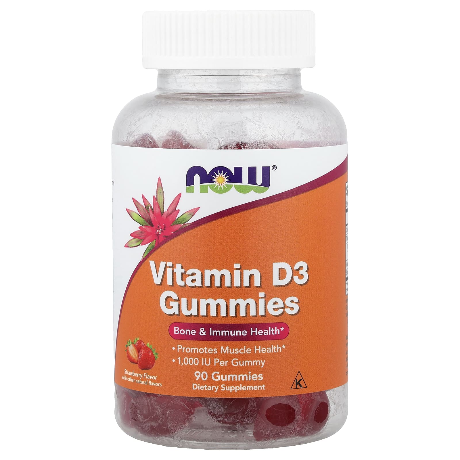 NOW Foods Vitamin D3 Gummies – Strawberry – 3 gommes — Tunisie